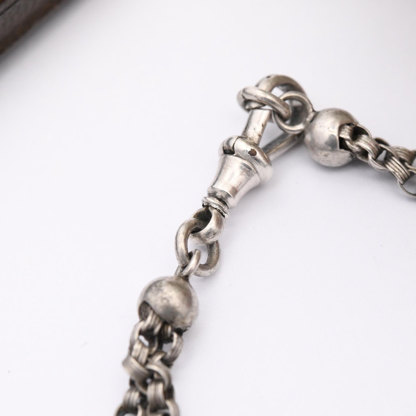 Antique Sterling Silver Baby Bracelet with Puffed Heart Charm - Victorian Rolo Link Double Chain | Sweet Gift for Baptism Christening