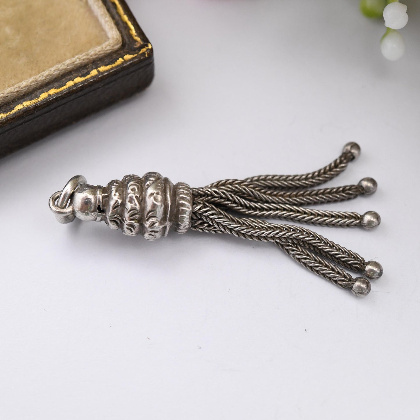 True Vintage Sterling Silver Tassel Charm Pendant - for Charm Bracelet Necklace Articulated Detailed Victorian Antique Style Patterned