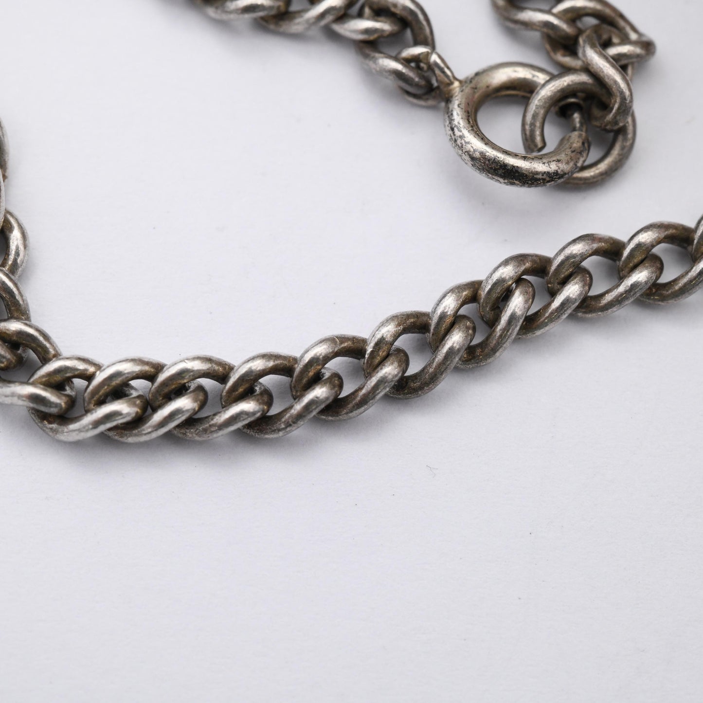 Vintage Sterling Silver Chain Bracelet - Rounded Curb Links | Charm Bracelet