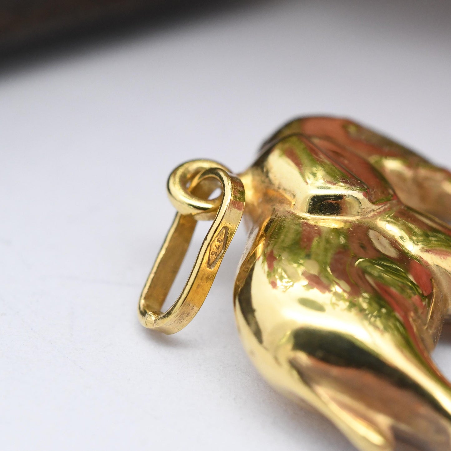 Vintage 9ct Gold Elephant Charm Pendant 1995 - Cute Gold Jewellery Gift | Novelty Animal for Charm Bracelet Charm Necklace