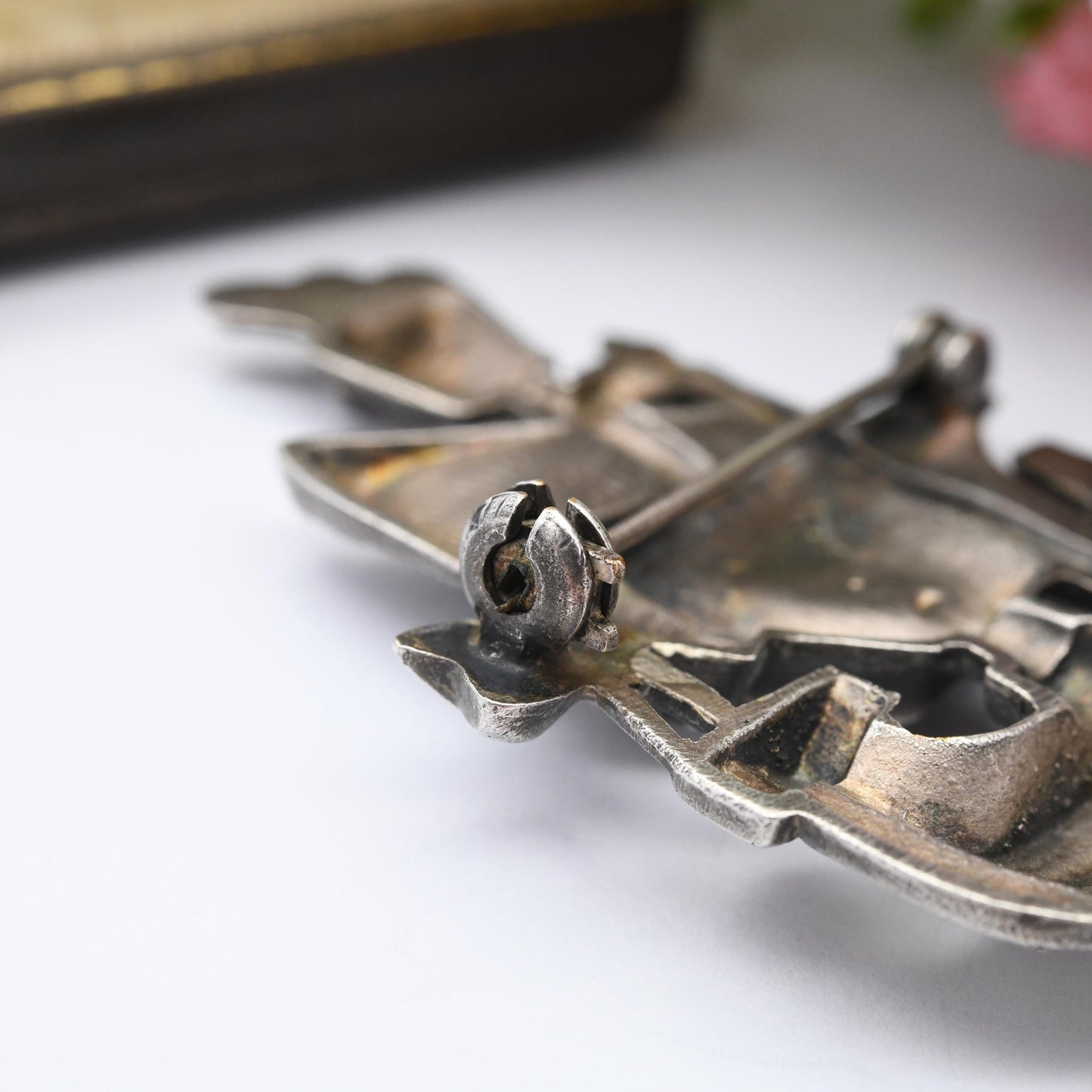 Vintage Arthus Bertrand Ship Brooch Signed Paris Designer - Figural Mid-Century Brooch Silver Tone