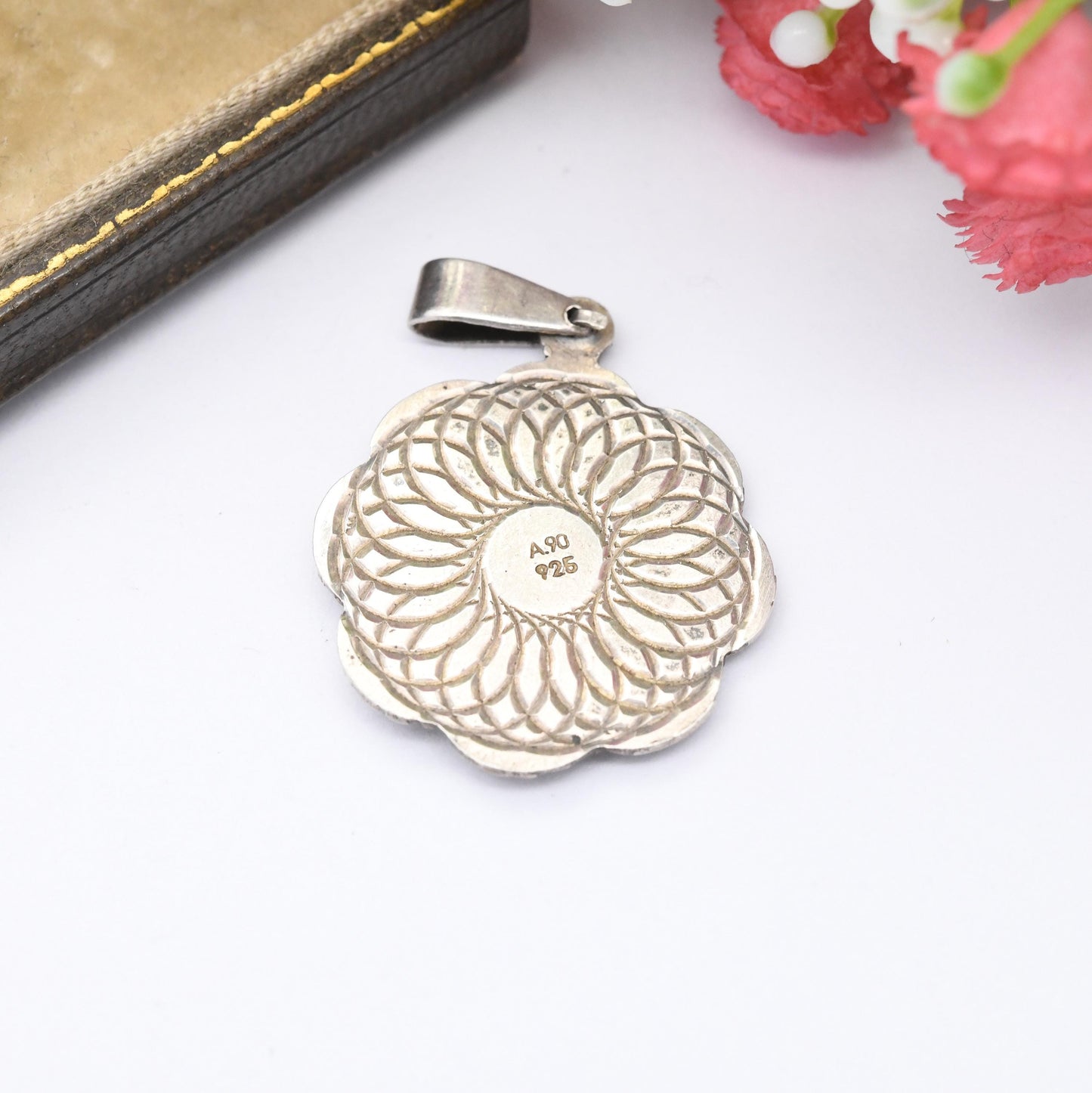 Vintage Sterling Silver Athens Parthenon Pendant Greek Acropolis Temple Souvenir - Ancient Greece Classical Student Gift | Textured Border