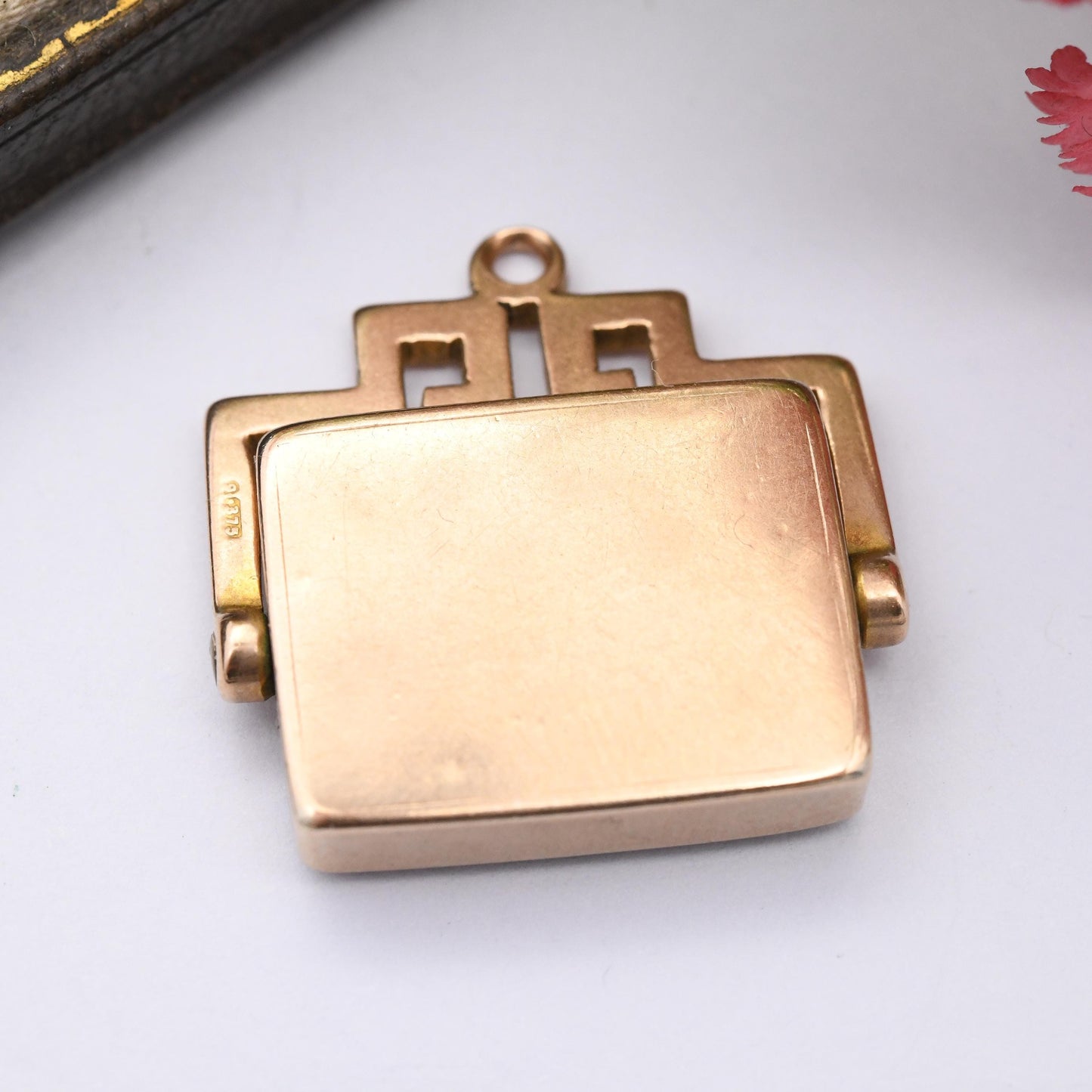 Antique 9ct Gold Carnelian Spinner Fob Pendant - Gemstone Watch Fob Charm Meander Greek Key Frame for Charm Necklace Stack Henry Williamson