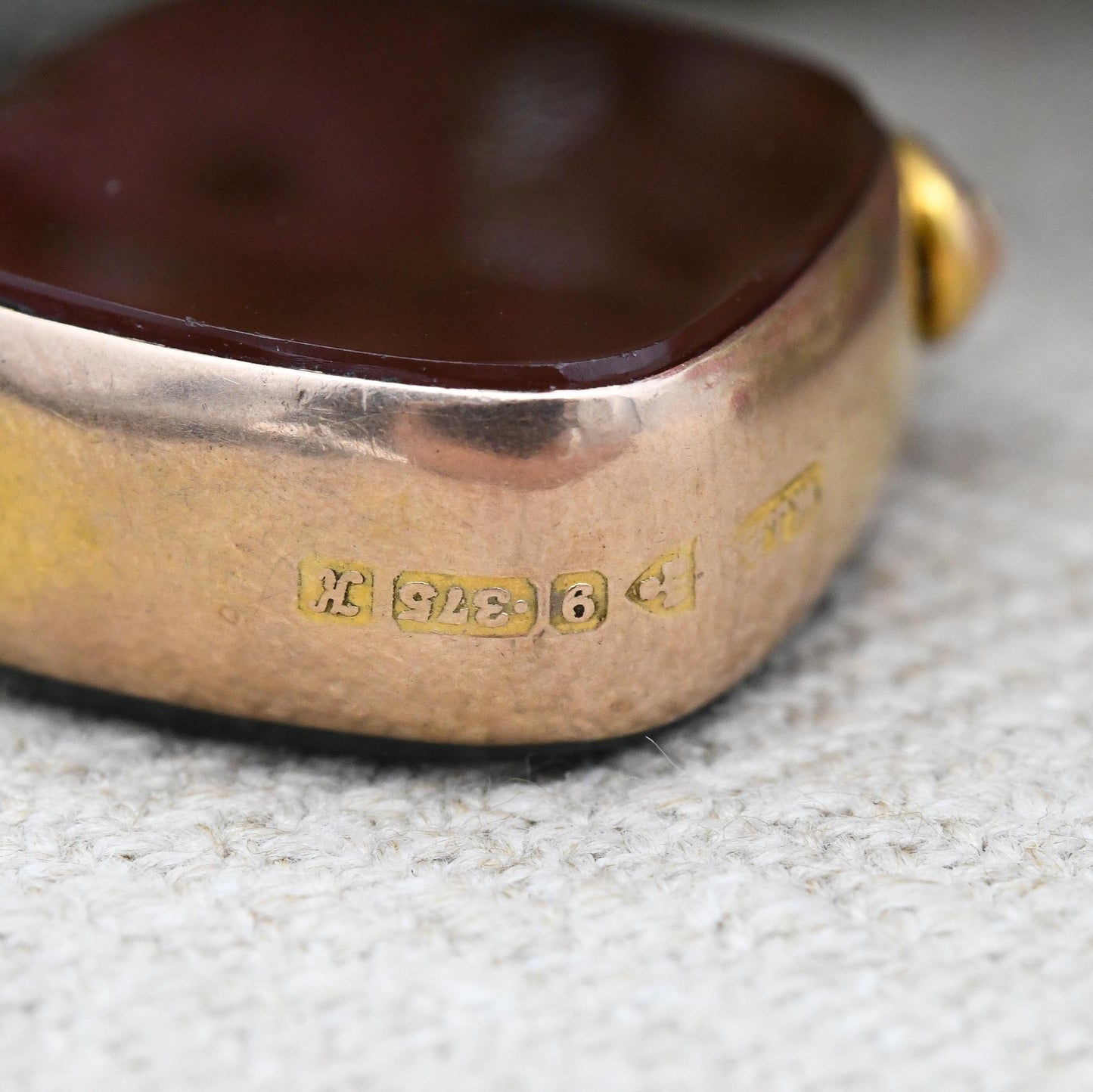 Antique 9ct Gold Spinner Fob Pendant 1910 by William John Pellow WJP - Carnelian and Bloodstone Gemstone Watch Fob for Charm Necklace Stack