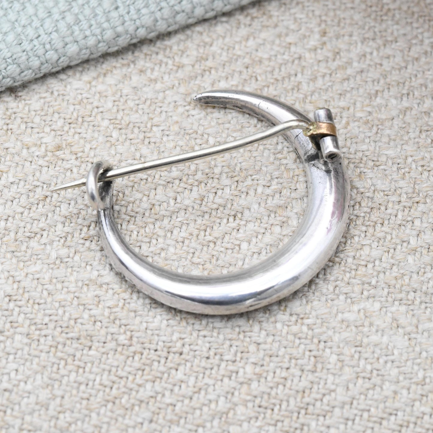 Antique Victorian Sterling Silver Paste Crescent Moon Brooch - Clear Crystal Stones | Unisex Statement Celestial Jewellery Gift for Her