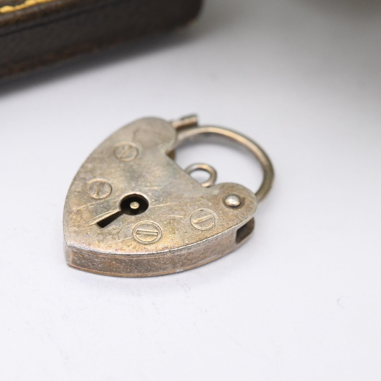 Vintage Sterling Silver Padlock Heart Clasp - Mid-Century Charm Pendant | Opening Charm Bracelet Love Heart