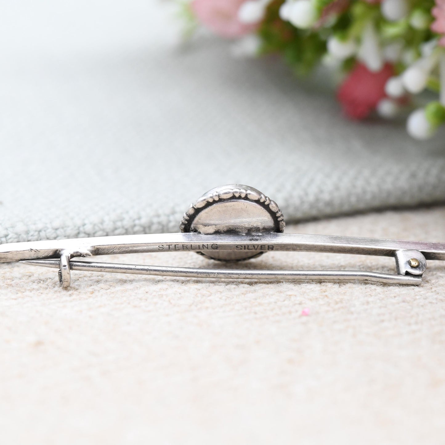 Antique Art Deco Sterling Silver Butterfly Wing Bar Brooch - True Vintage Blue Butterfly Long Pin | c. 1920s 1930s