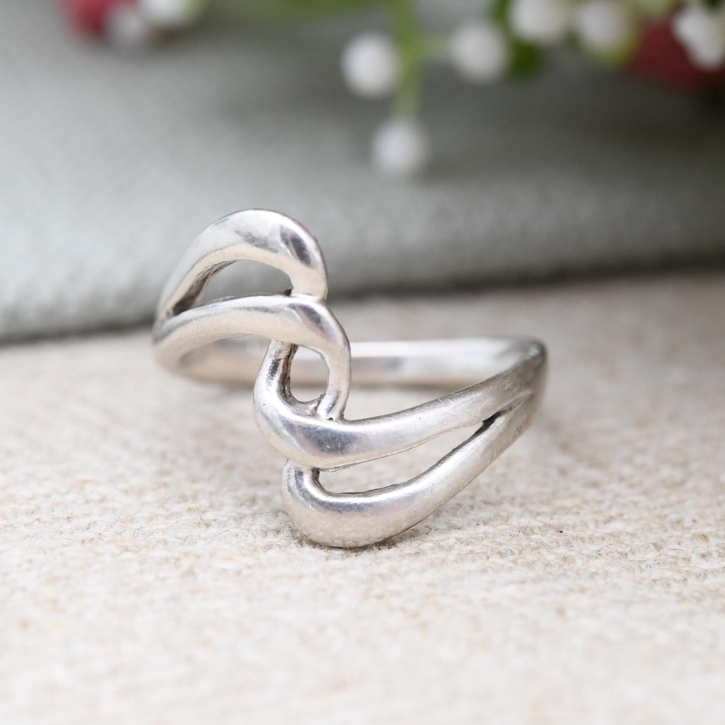 Vintage Sterling Silver Twist Ring Modernist Spiral Style - 3D Effect Unisex Twisted Design Double Helix | UK Size - M | US Size - 6 1/4