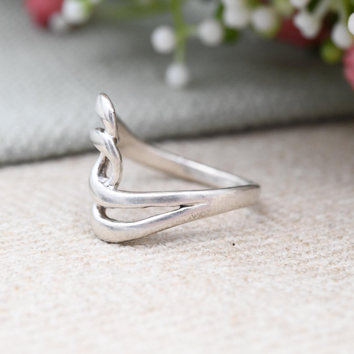 Vintage Sterling Silver Twist Ring Modernist Spiral Style - 3D Effect Unisex Twisted Design Double Helix | UK Size - M | US Size - 6 1/4