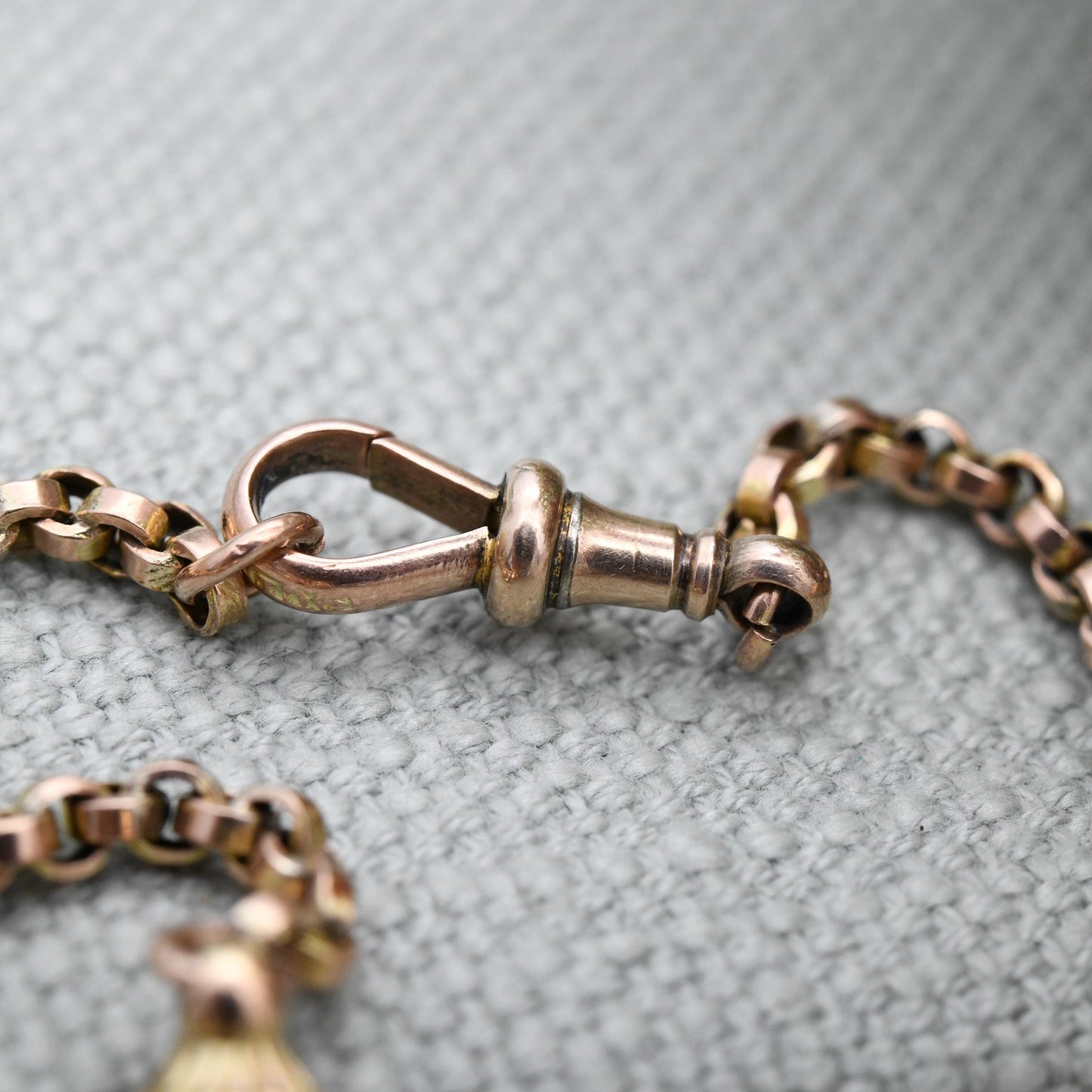 Antique Victorian 9ct Gold Albertina Chain Bracelet with Dog Clip and T-Bar - Fancy Link Rope Twist Watch Chain Hand Engraved Pretty Gift