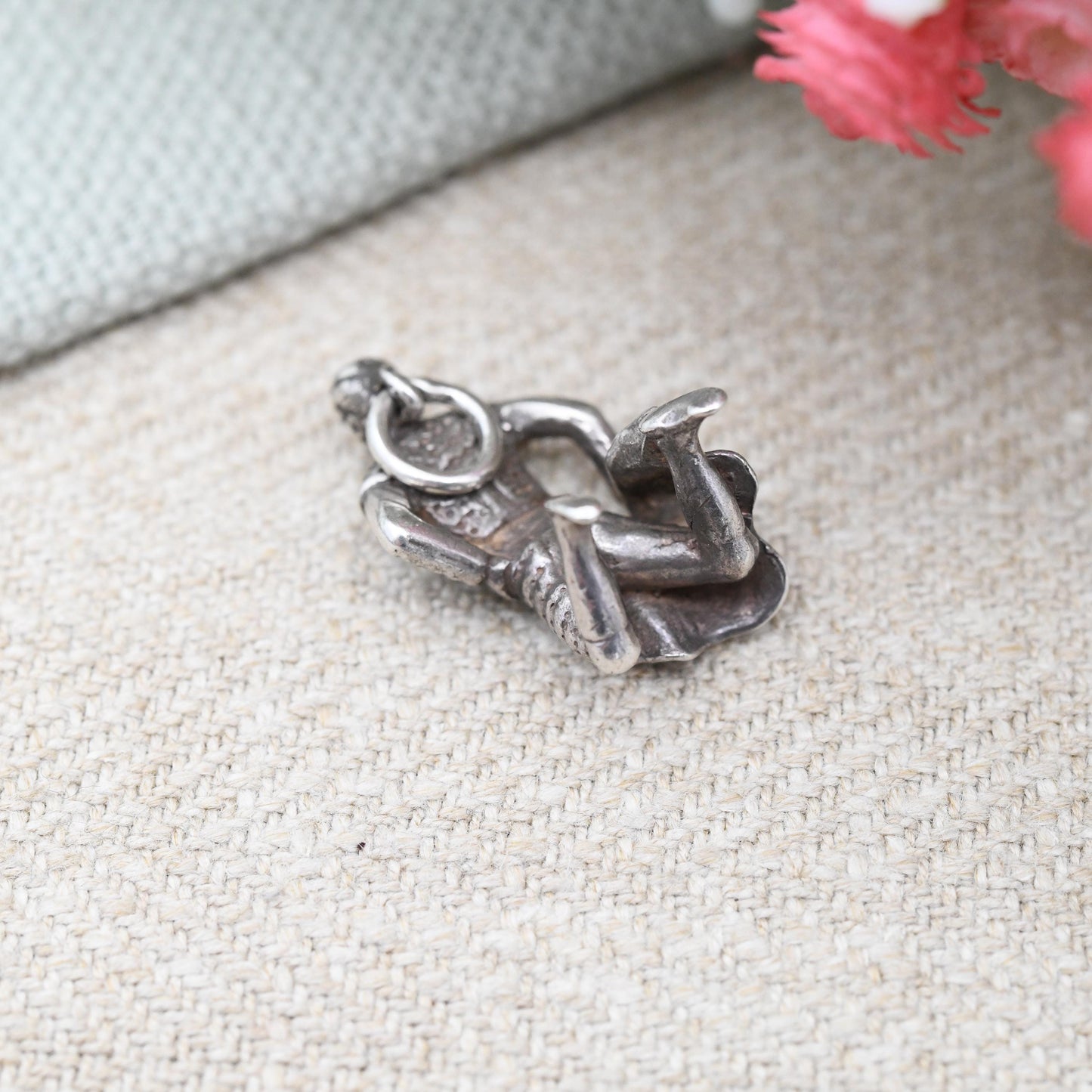Vintage Sterling Silver Kneeling Matador Charm Pendant - Bullfighting Detailed Man Charm Bracelet Spanish Spain Souvenir