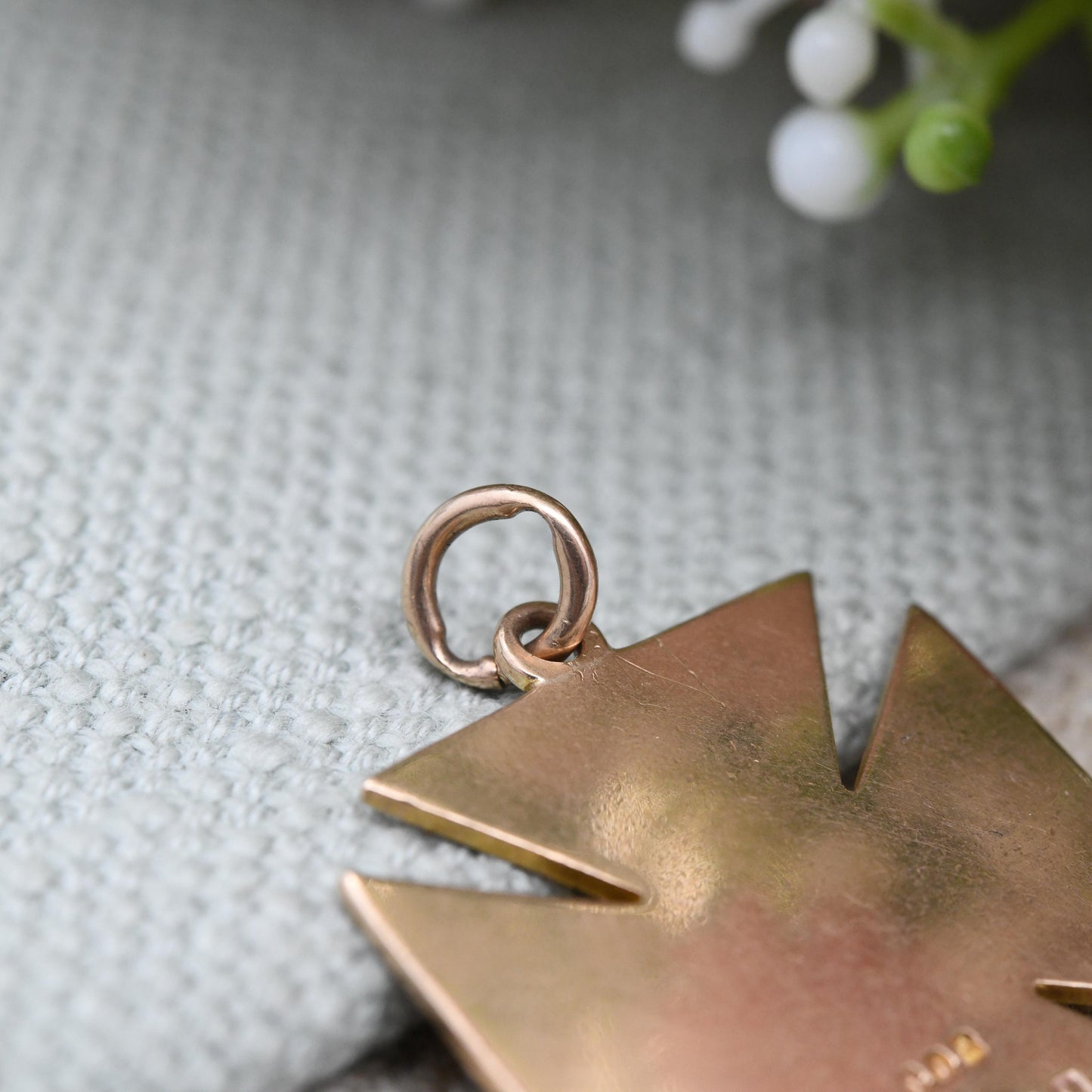 Antique 9ct Gold Square Cross Fob 1918 Scrolling Engraved - Solid Gold Maltese Cross Watch Fob Pendant | Blank for Engraving | Rose Gold