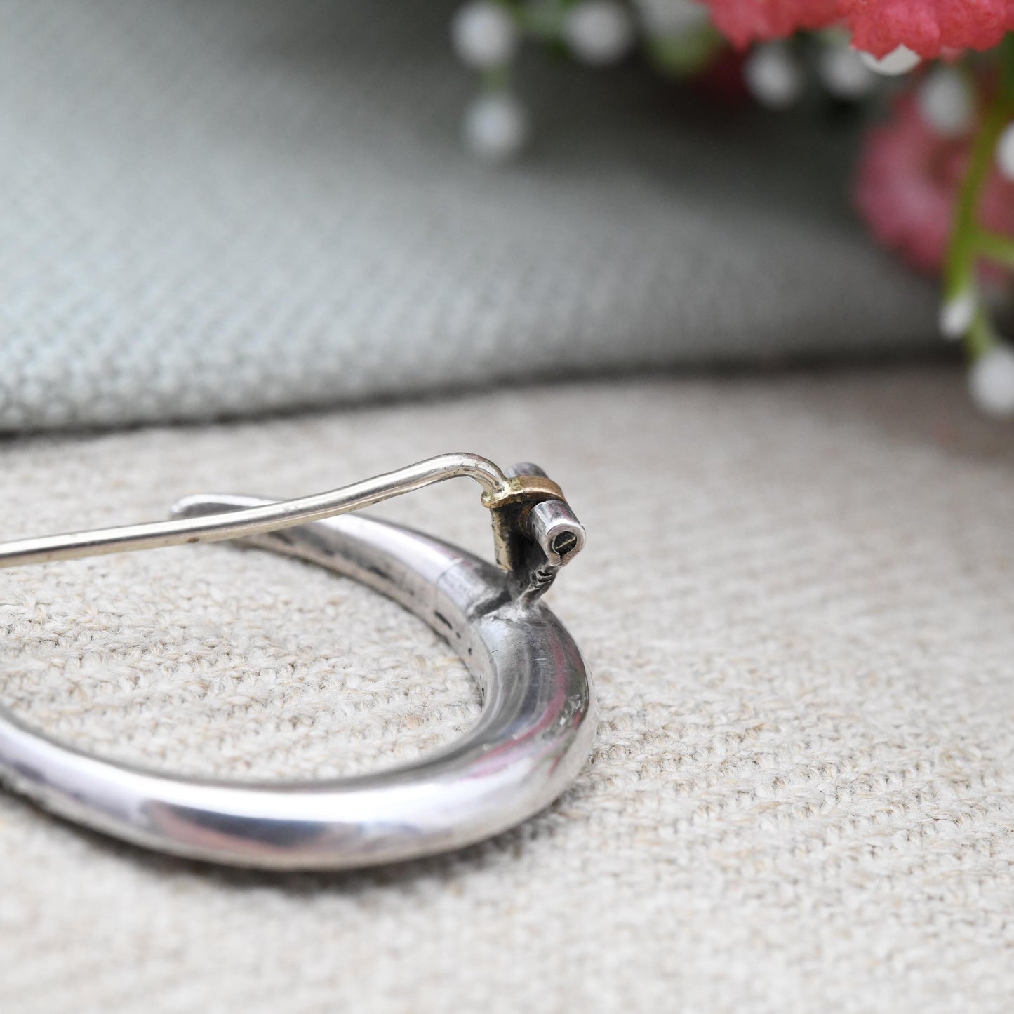 Antique Victorian Sterling Silver Paste Crescent Moon Brooch - Clear Crystal Stones | Unisex Statement Celestial Jewellery Gift for Her
