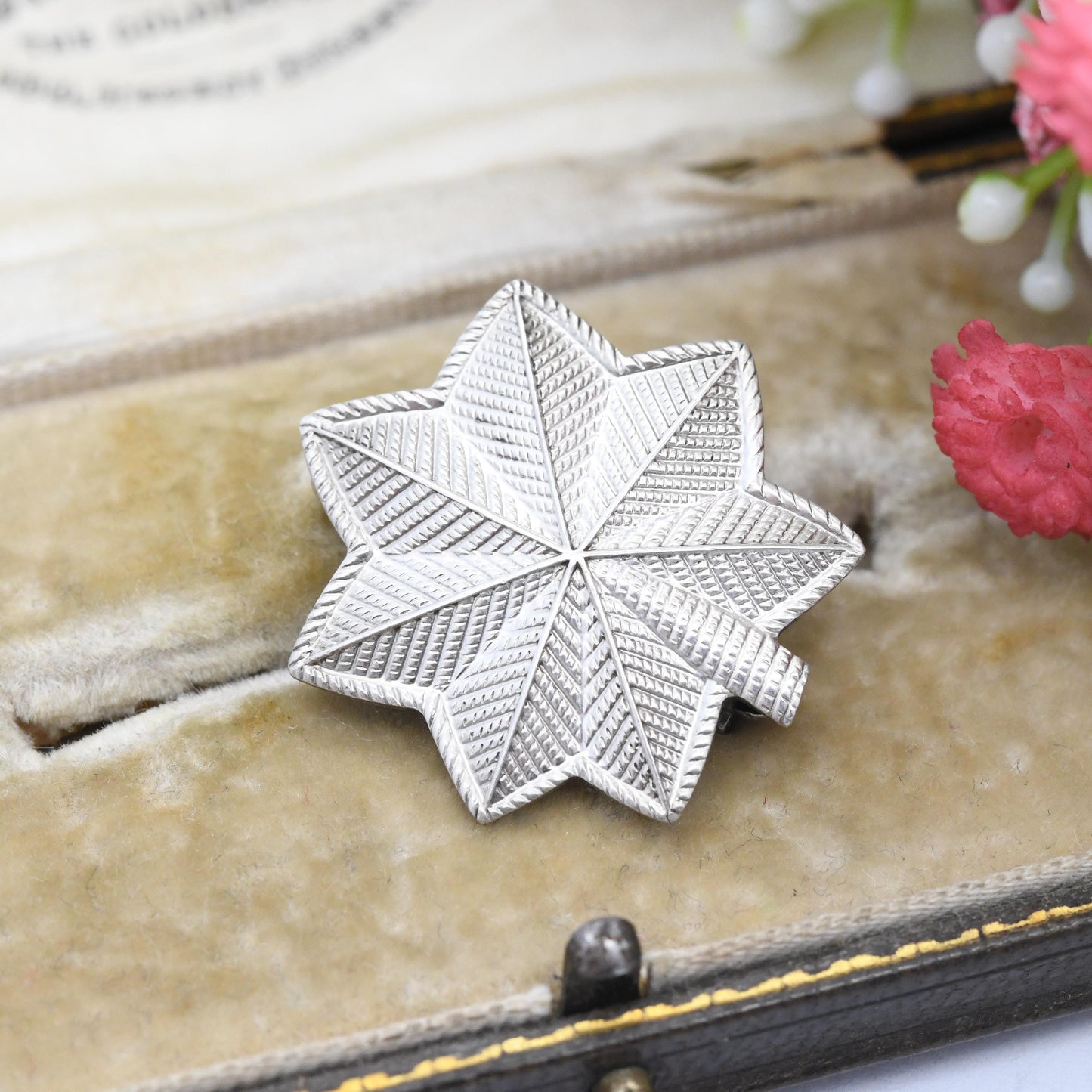 Vintage WWII US Military Sterling Silver Leaf Brooch by Balfour - Army Lieutenant Colonel Rank | Mid-Century Designer Textured Modern Leaf