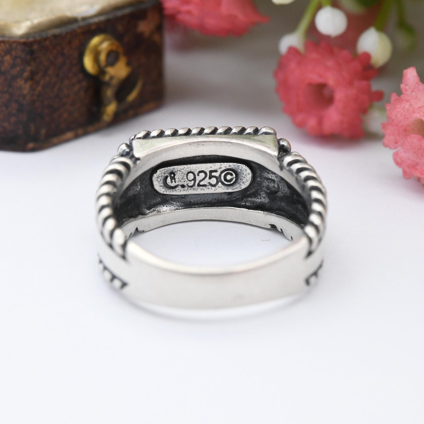 Carolyn Pollack Relios Sterling Silver Turquoise Ring - QVC New Mexico Southwestern Design | Blue Gemstone | UK Size - M 1/2 US Size - 6 1/2