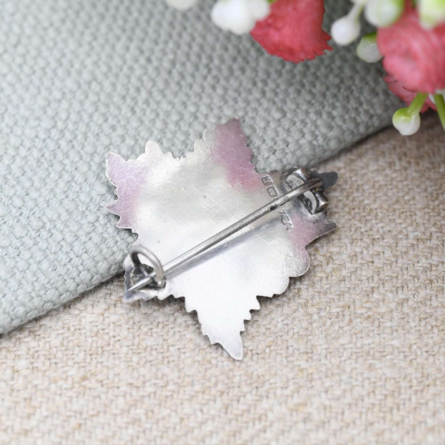 Antique Sterling Silver Canada Maple Leaf Souvenir Brooch 1916 by Pearce & Thompson - Silver Canadian Souvenir Gift