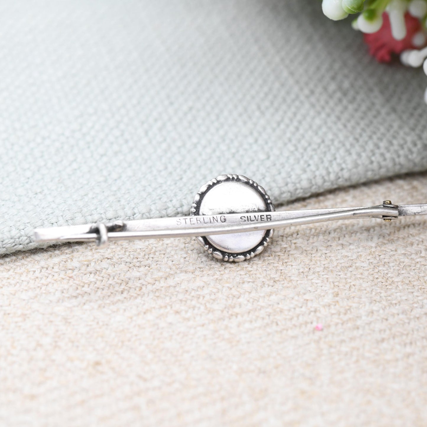 Antique Art Deco Sterling Silver Butterfly Wing Bar Brooch - True Vintage Blue Butterfly Long Pin | c. 1920s 1930s