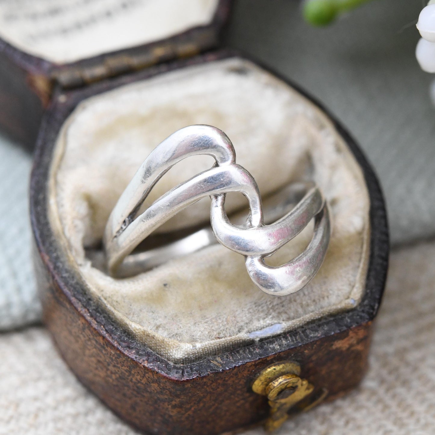Vintage Sterling Silver Twist Ring Modernist Spiral Style - 3D Effect Unisex Twisted Design Double Helix | UK Size - M | US Size - 6 1/4