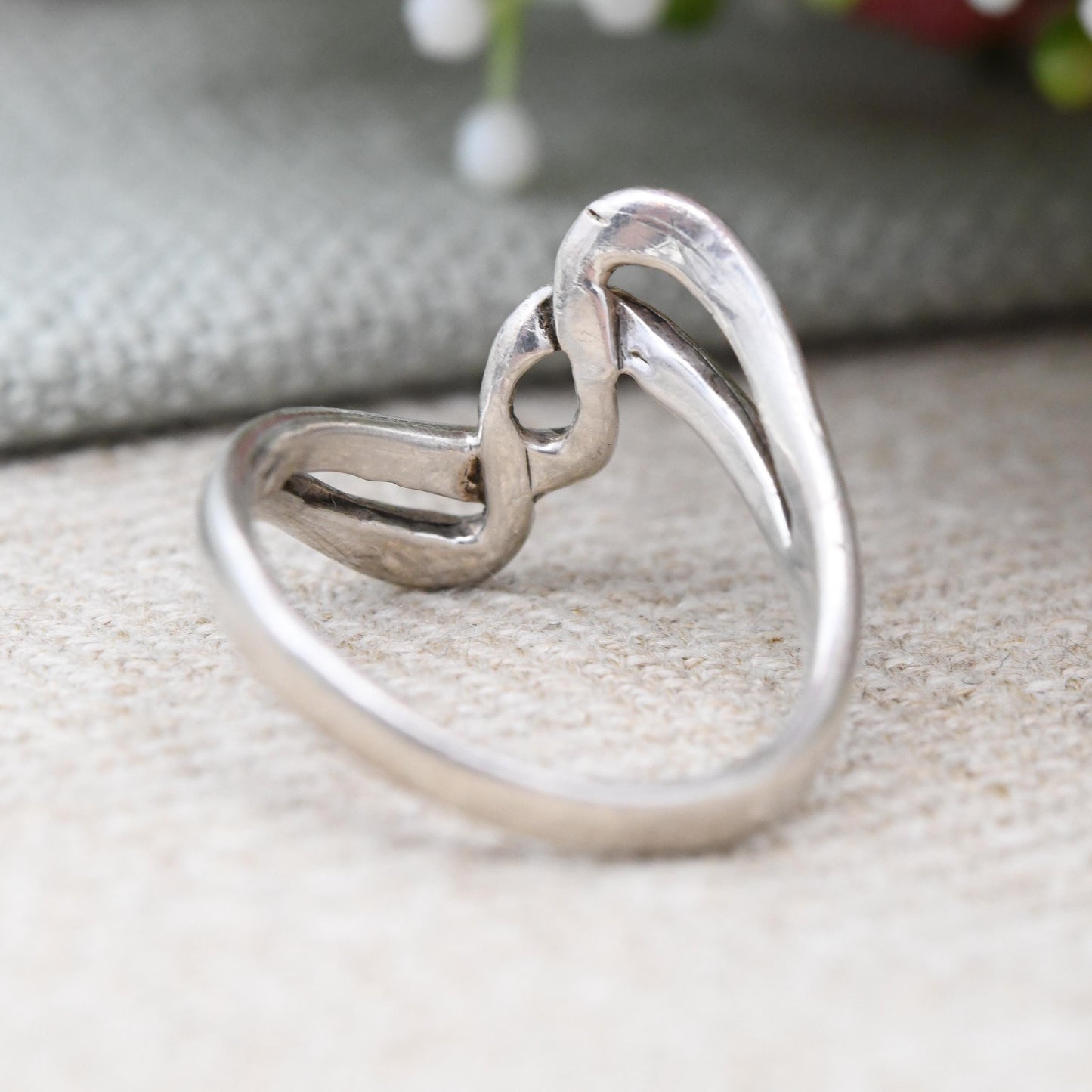 Vintage Sterling Silver Twist Ring Modernist Spiral Style - 3D Effect Unisex Twisted Design Double Helix | UK Size - M | US Size - 6 1/4