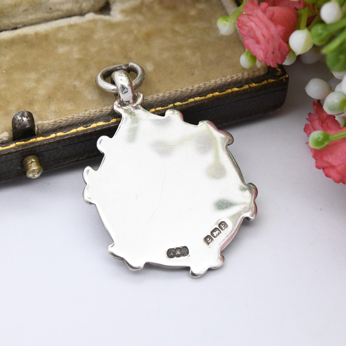 Vintage Sterling Silver Boxing Watch Fob Pendant 1930 by Turner and Simpson T&S - Sports Theme Boxing Medal Ring Scene