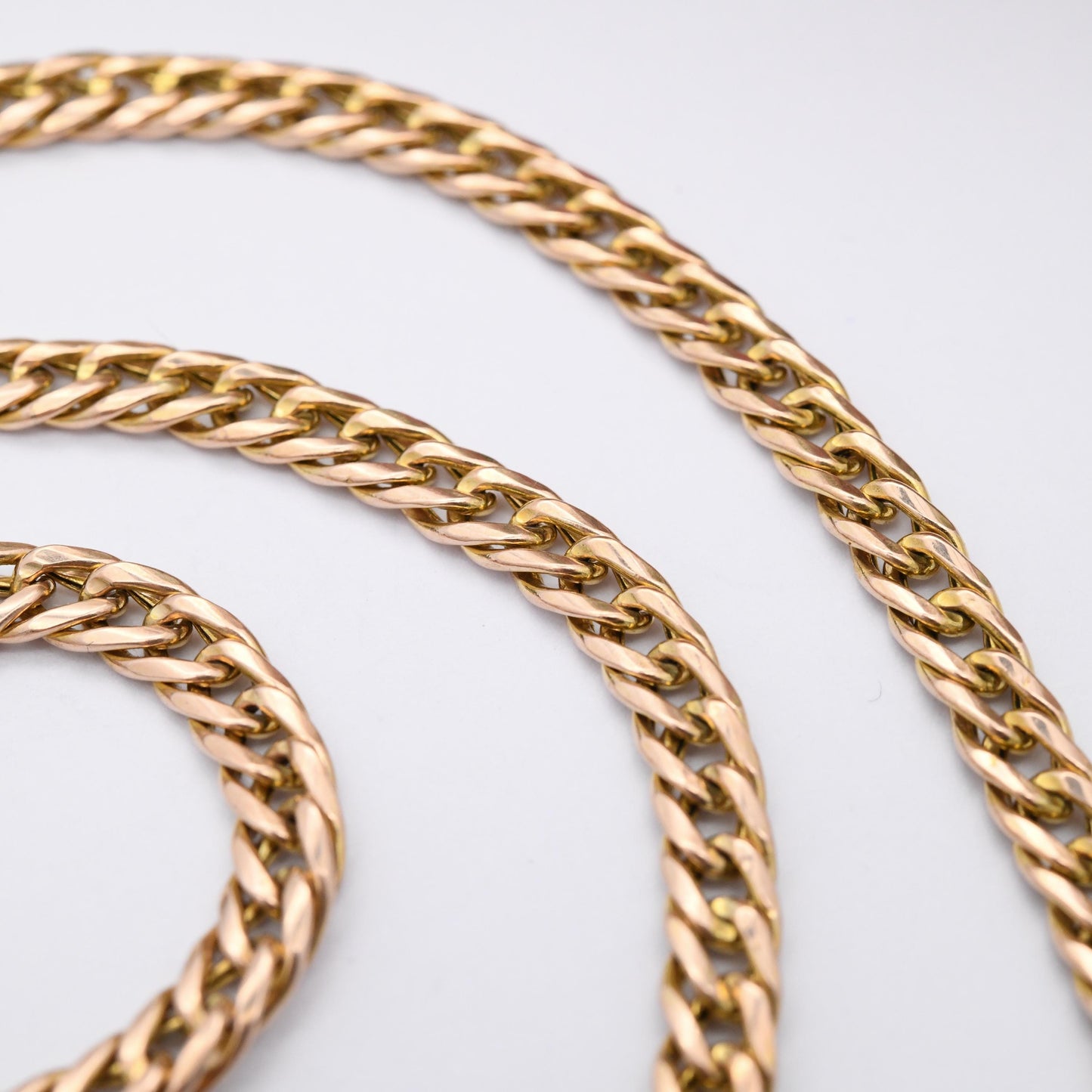 Vintage 9ct Gold Flat Chain Necklace Made in Italy - Unisex Long 9K Solid Gold Double Curb Chain | Rose Gold Jewellery | 51cm | 20"