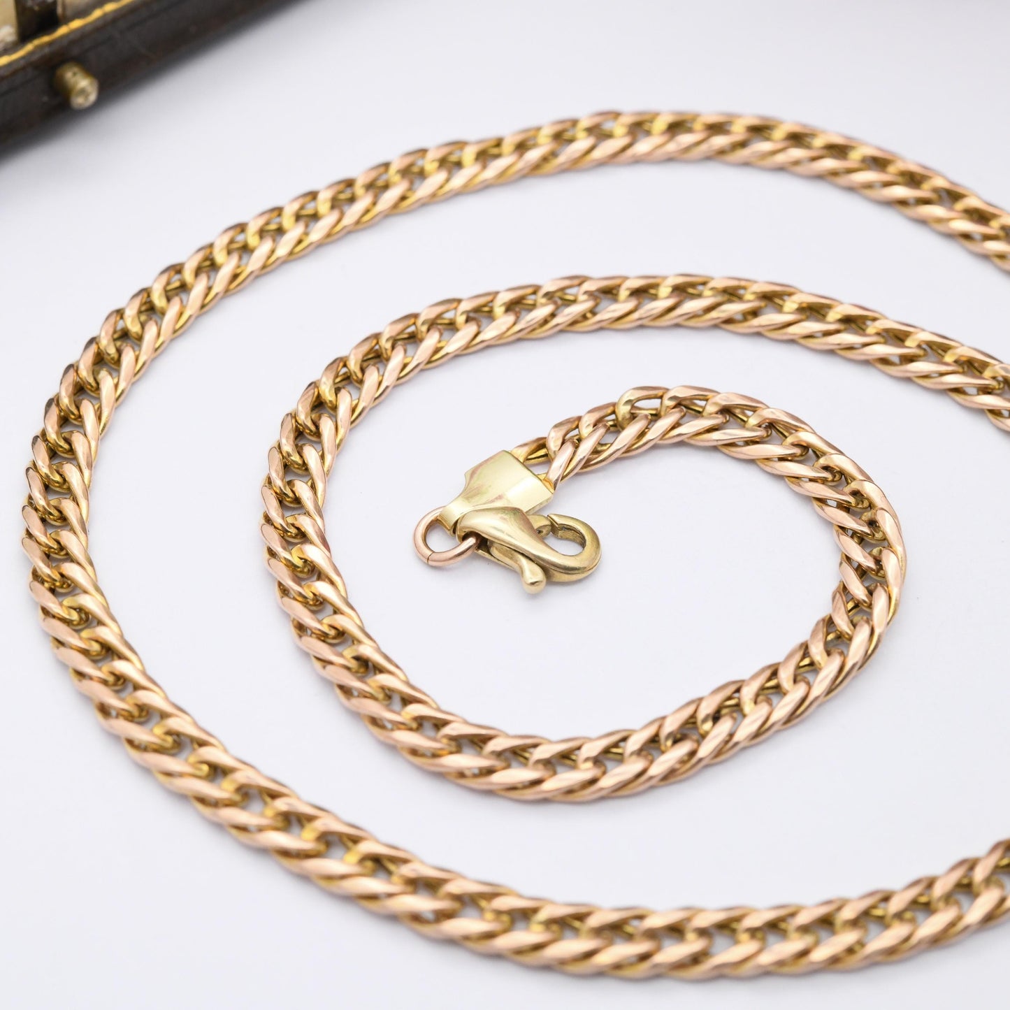 Vintage 9ct Gold Flat Chain Necklace Made in Italy - Unisex Long 9K Solid Gold Double Curb Chain | Rose Gold Jewellery | 51cm | 20"