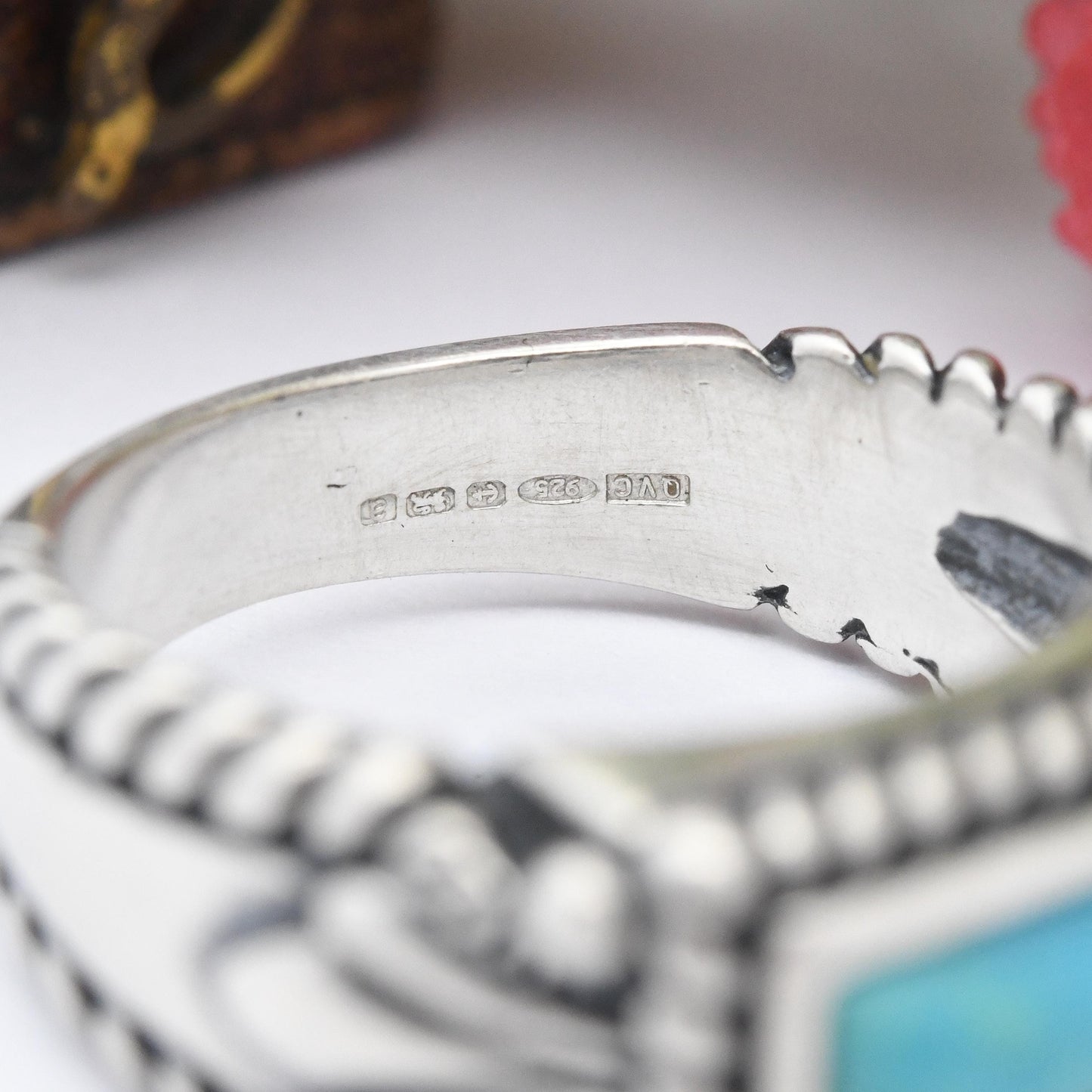 Carolyn Pollack Relios Sterling Silver Turquoise Ring - QVC New Mexico Southwestern Design | Blue Gemstone | UK Size - M 1/2 US Size - 6 1/2