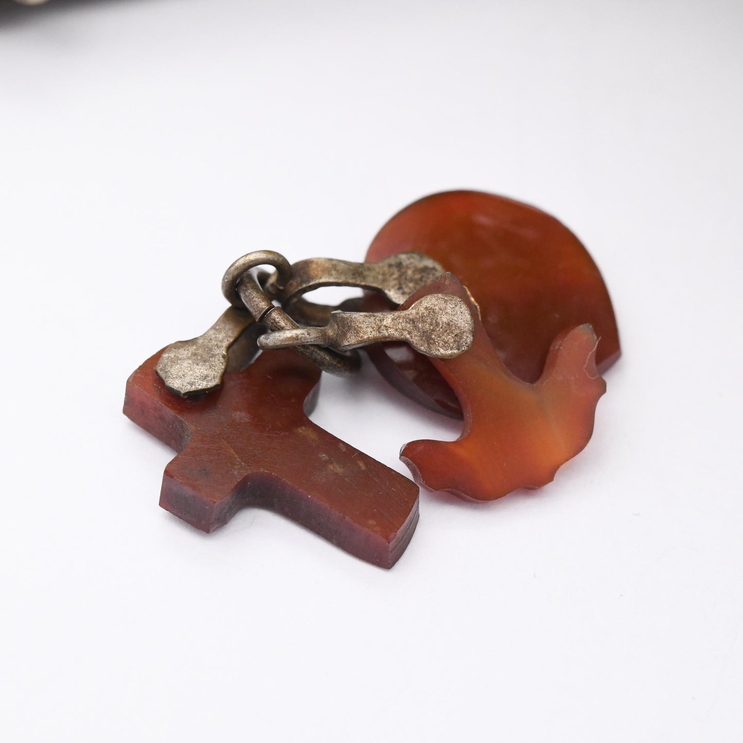 Antique Victorian Agate Faith Hope Charity Charm Pendant c.1880s - Heart Cross Anchor Charm for Necklace | Red Gemstone Fob Collection