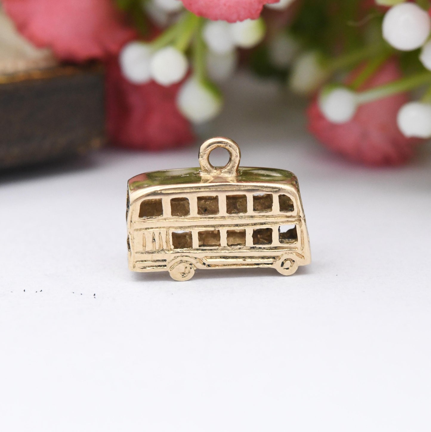 Vintage 9ct Gold Double Decker Bus Charm Pendant 1999 - Old Style London Red Bus Souvenir Gift for Charm Bracelet | Retro Car Enthusiast
