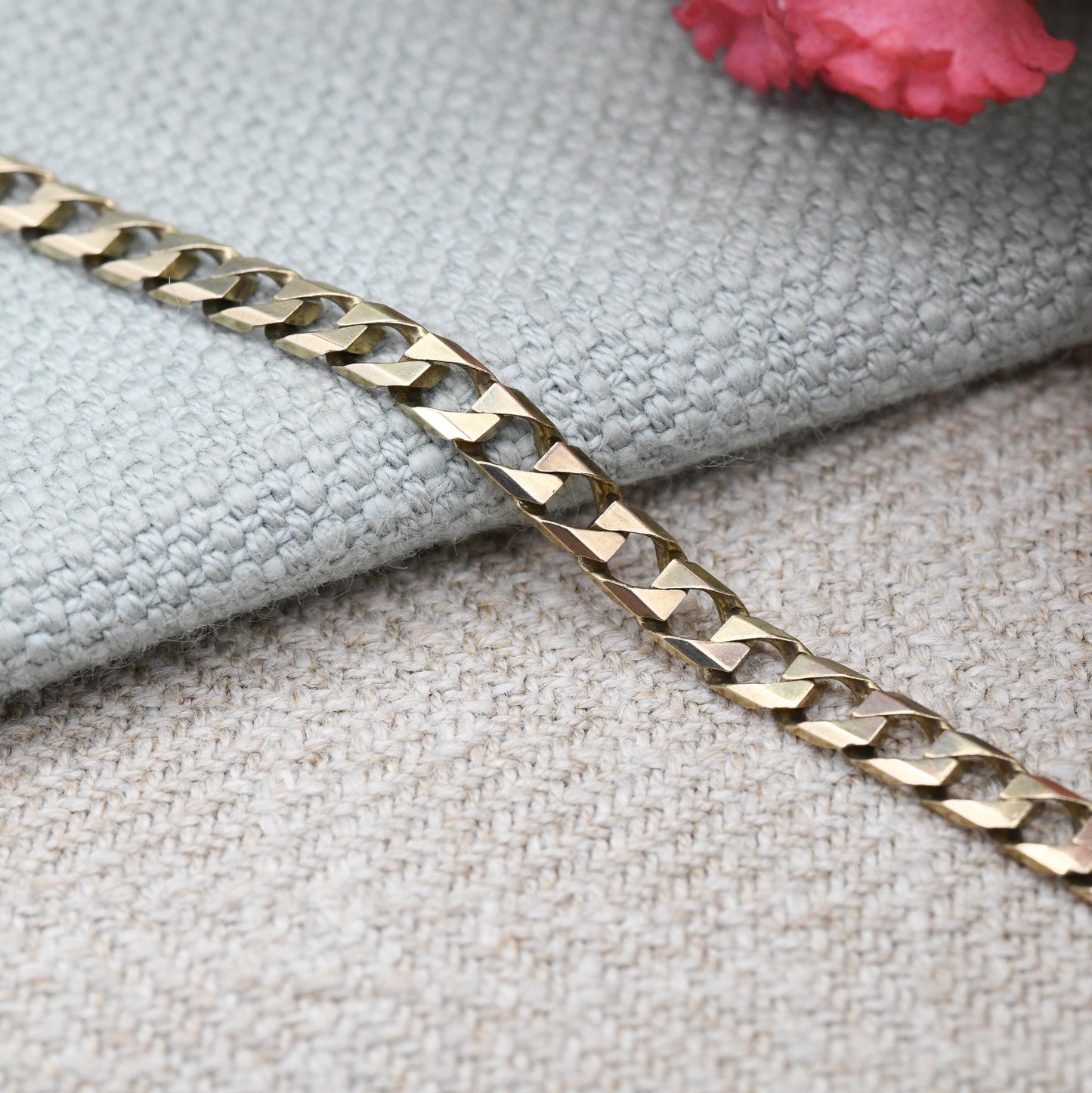 Vintage 9ct Gold Flat Curb Chain Necklace 1990 - Unisex Long 9K Solid Gold Chain | Yellow Gold Jewellery for Men | 63.5cm | 25"