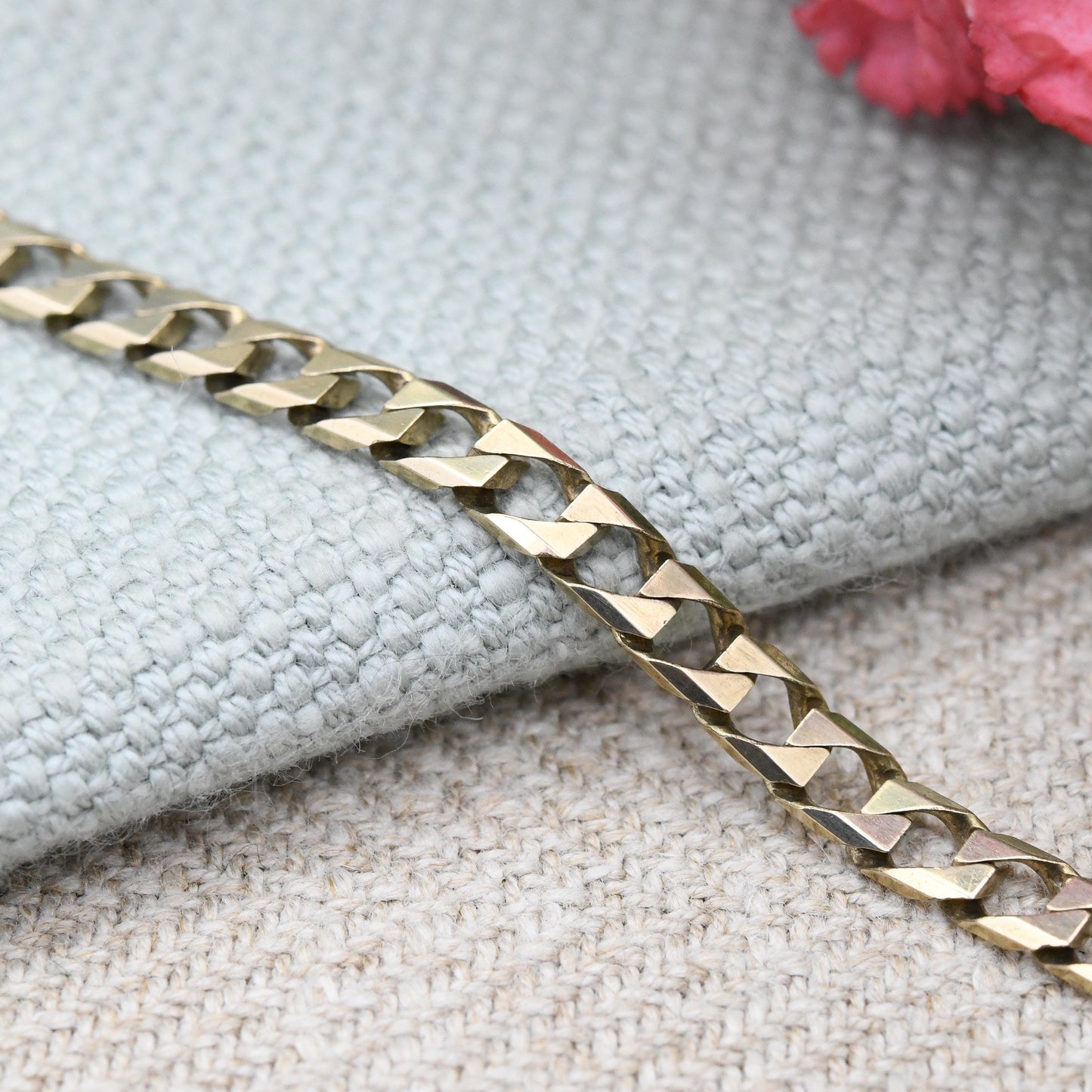 Vintage 9ct Gold Flat Curb Chain Necklace 1990 - Unisex Long 9K Solid Gold Chain | Yellow Gold Jewellery for Men | 63.5cm | 25"