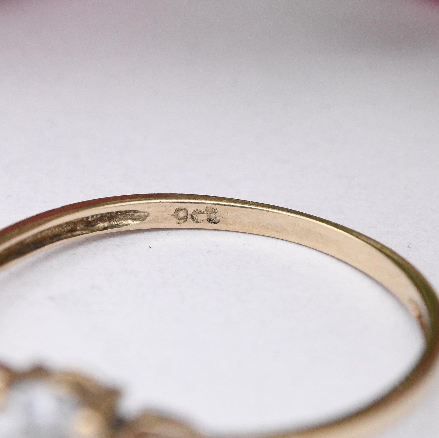 Vintage 9ct Gold Solitaire Ring - Delicate White Stone Engagement Ring Placeholder | Oval Cut Stone | UK Size - N | US Size - 6 1/2