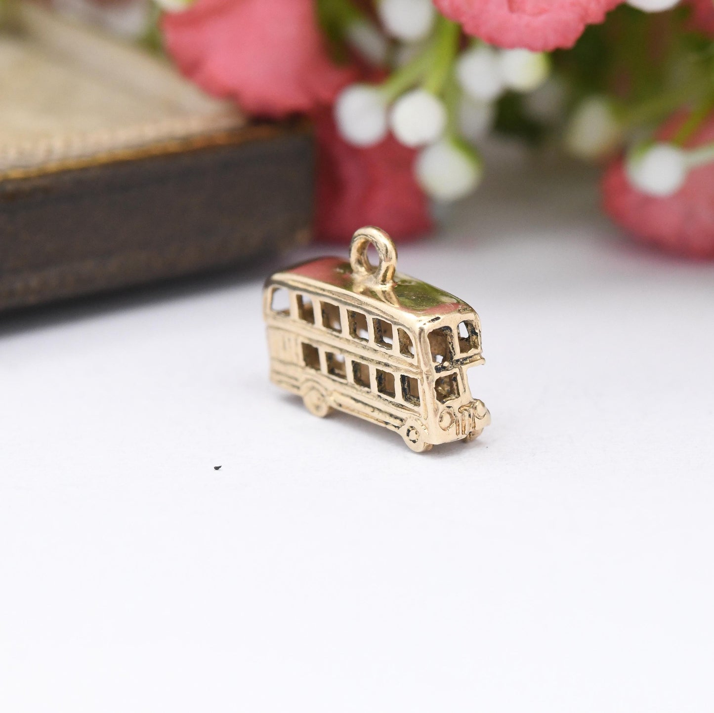 Vintage 9ct Gold Double Decker Bus Charm Pendant 1999 - Old Style London Red Bus Souvenir Gift for Charm Bracelet | Retro Car Enthusiast