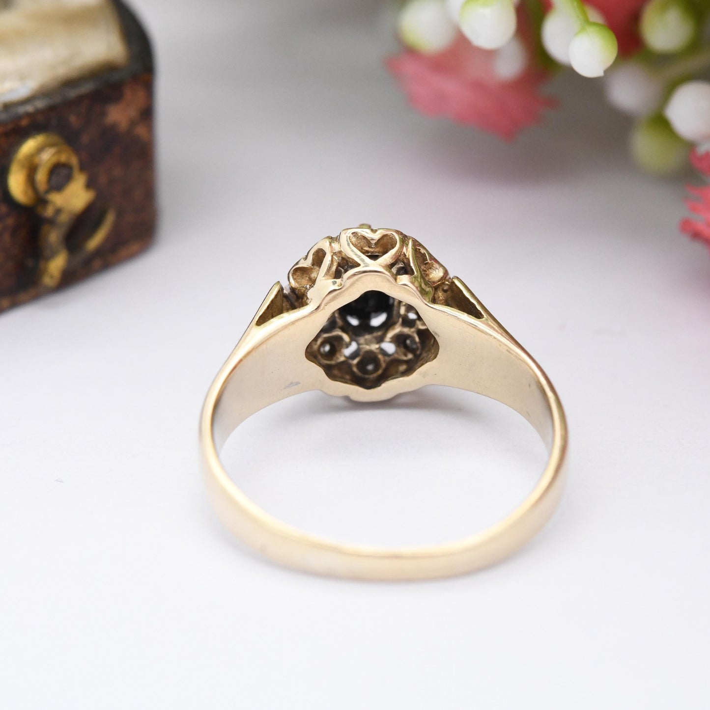 Vintage 9ct Gold Diamond Sapphire Halo Ring 1993 - Statement Cocktail Deep Blue Engagement Ring Gift | UK Size - L | US Size - 5 3/4
