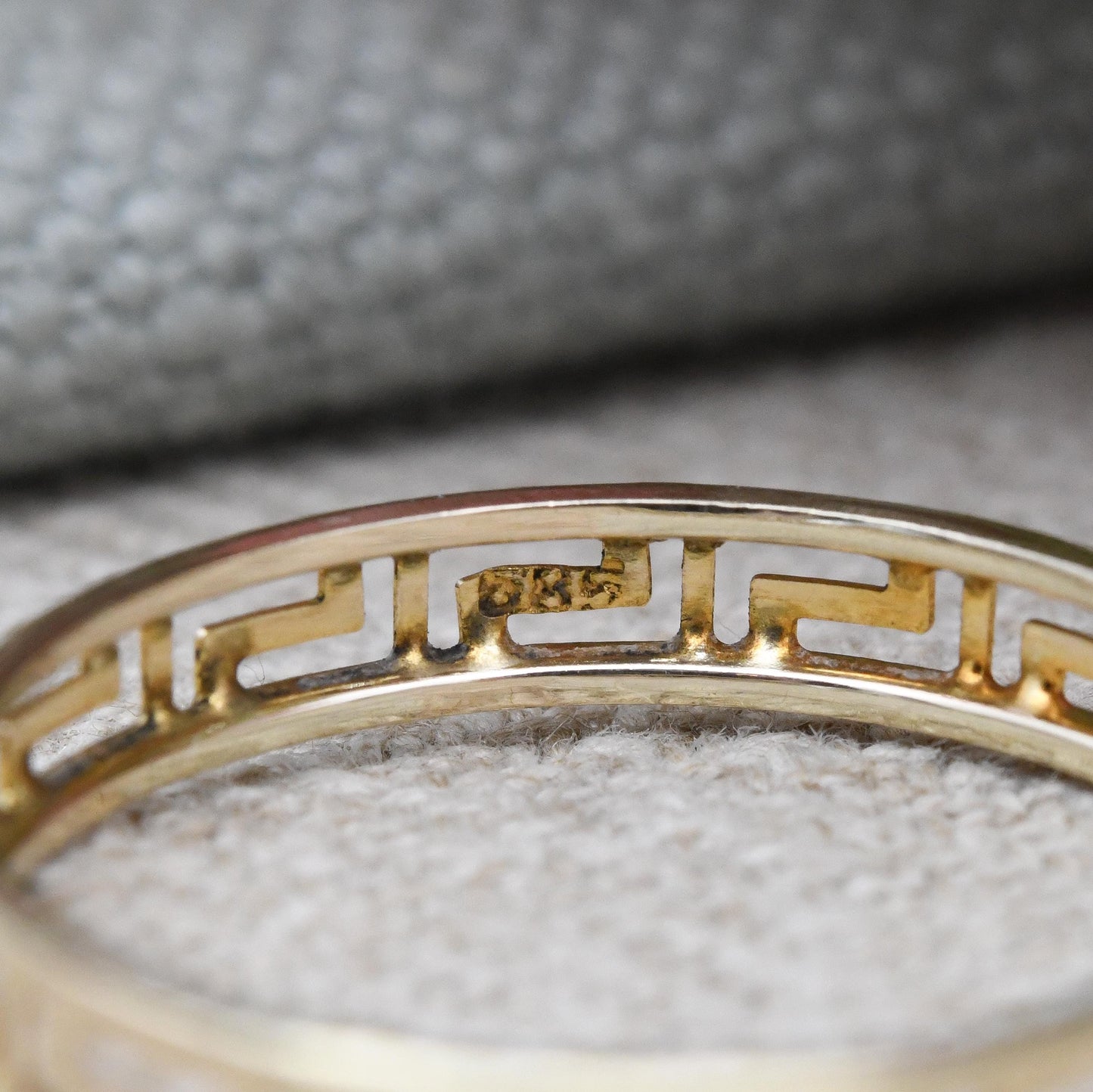 Vintage 14ct Gold Meander Band Ring Open Greek Key - Greek Maze Jewellery Unisex Middle Finger Band Ring | UK Size - W | US Size - 11