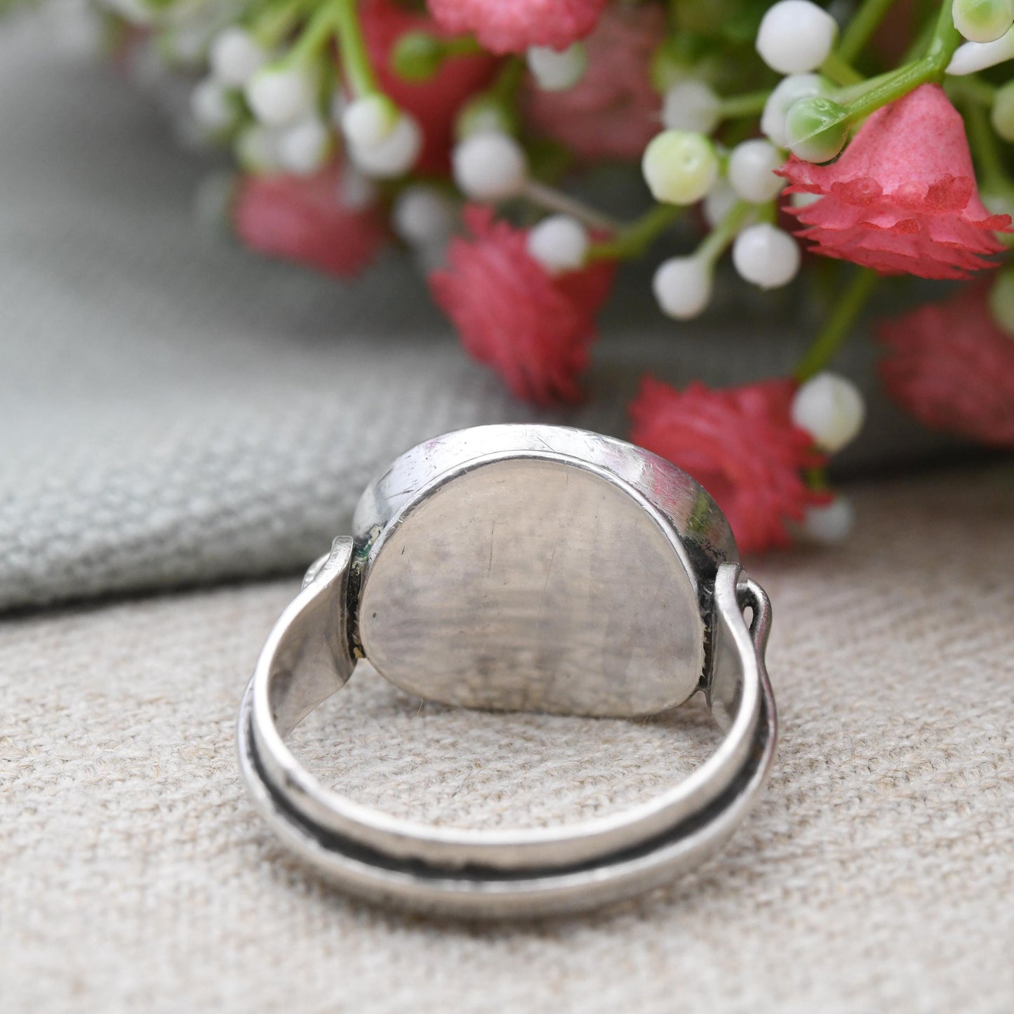 Vintage Silver Monogram Signet Ring - Chunky Engraved Initial Ring JB | Sentimental Silver Jewellery | UK Size - S 1/2 | US Size - 9 1/4