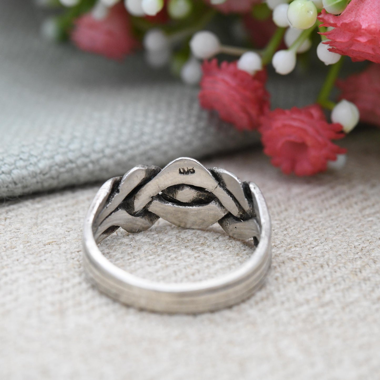 Vintage Silver Puzzle Ring Solved - Four Band Puzzle Crossed Band Unisex Chunky Silver Jewellery | UK Size - P 1/2 | US Size - 8