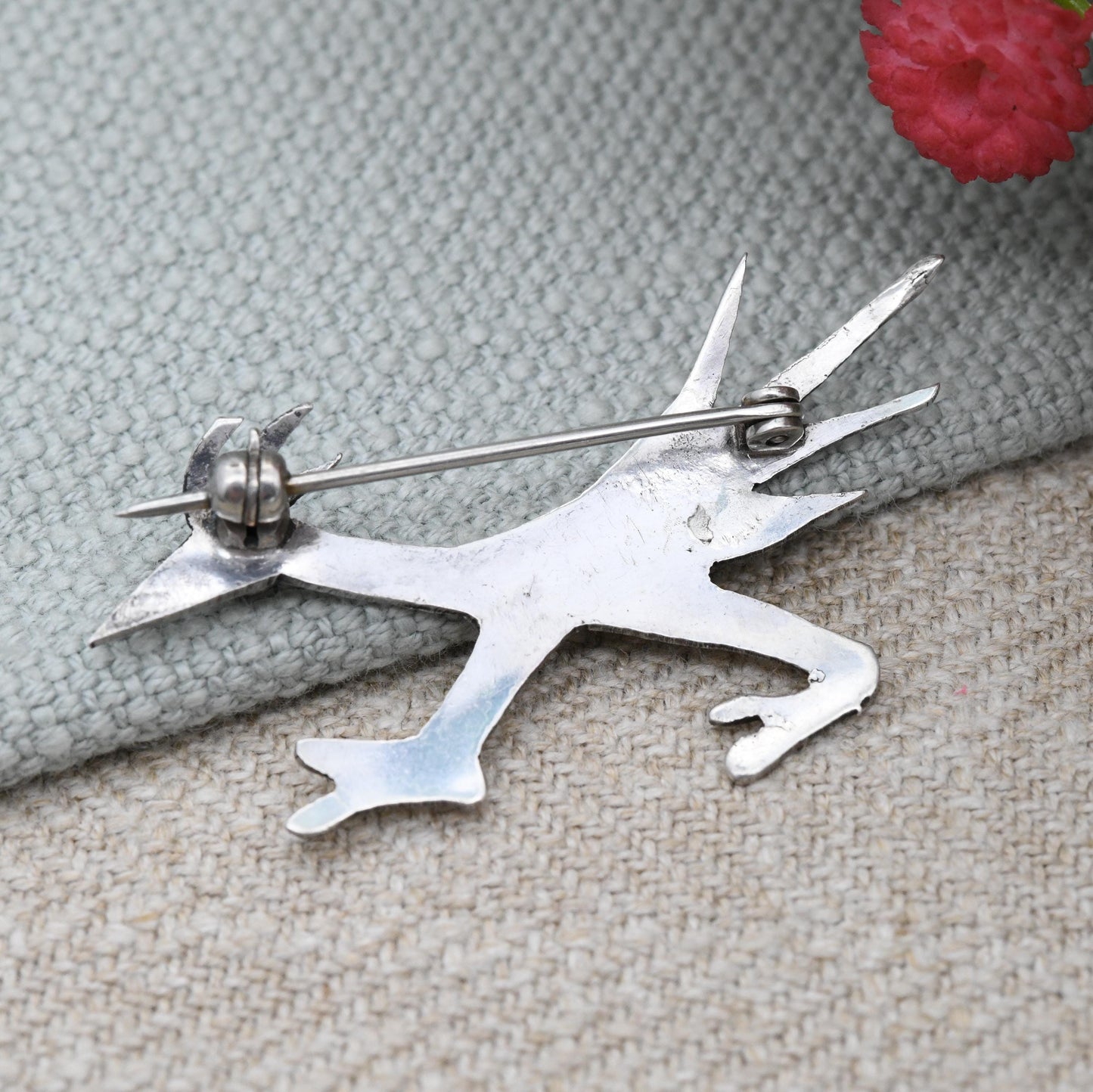 Vintage Sterling Silver Roadrunner Brooch with Turquoise Eye - Navajo Southwestern Design | American Running Bird Pin with Blue Stone