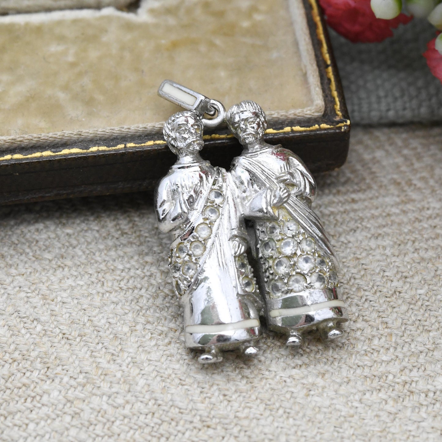 Sterling Silver Gemini Pendant - Ancient Men Twin Boys Astrological Zodiac Star Sign | Chunky Statement Necklace Charm | May June Birthday