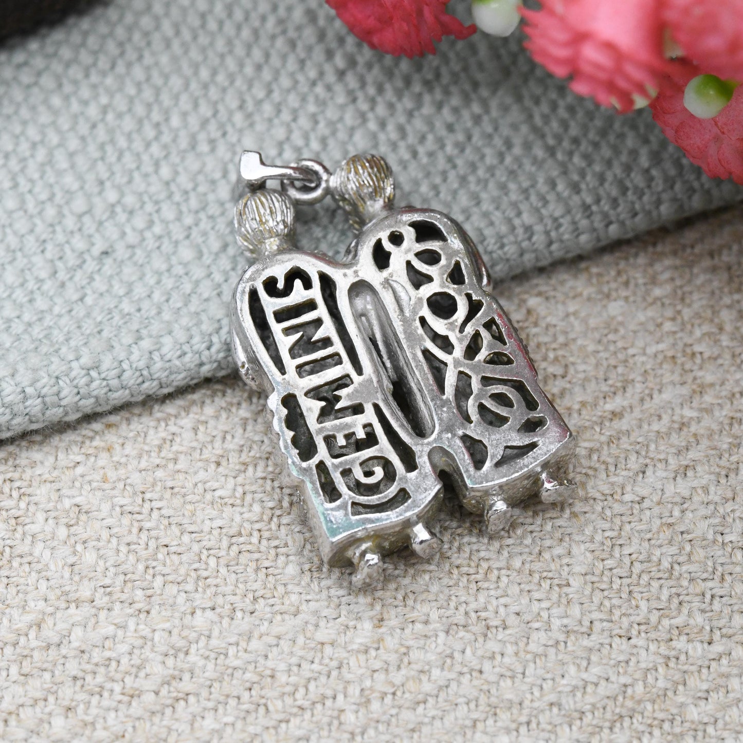 Sterling Silver Gemini Pendant - Ancient Men Twin Boys Astrological Zodiac Star Sign | Chunky Statement Necklace Charm | May June Birthday