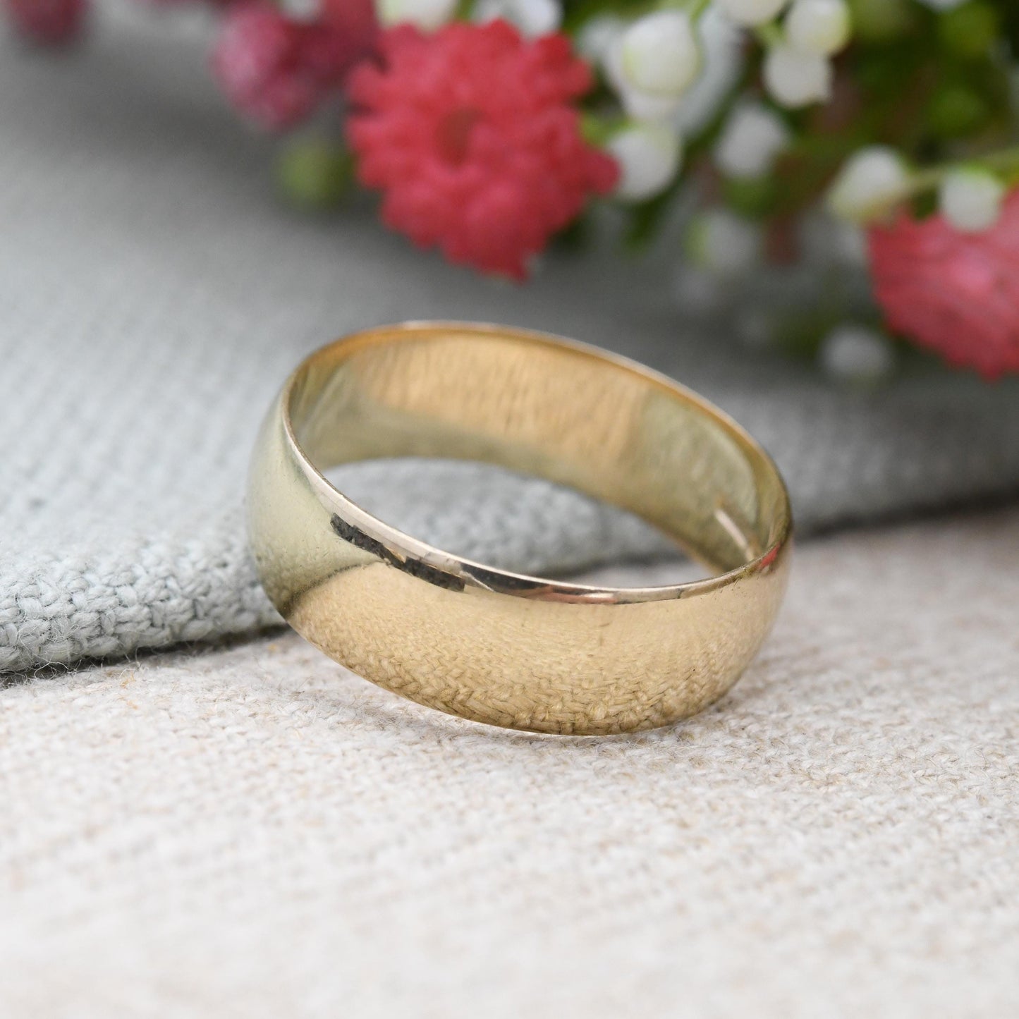 Vintage Solid 9ct Gold Band Ring 1997 - Unisex Minimal Jewellery Solid Yellow Gold Wedding Band Wide Band | UK Size - U | US Size - 10