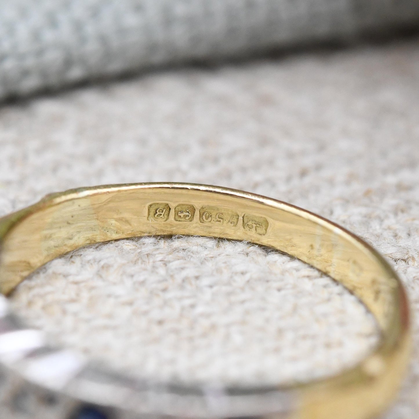 Vintage 18ct Gold Sapphire and Diamond Half Eternity Ring 1976 - Anniversary Jewellery Gift Small Stacker | UK Size - I 1/2 US Size - 4 1/2