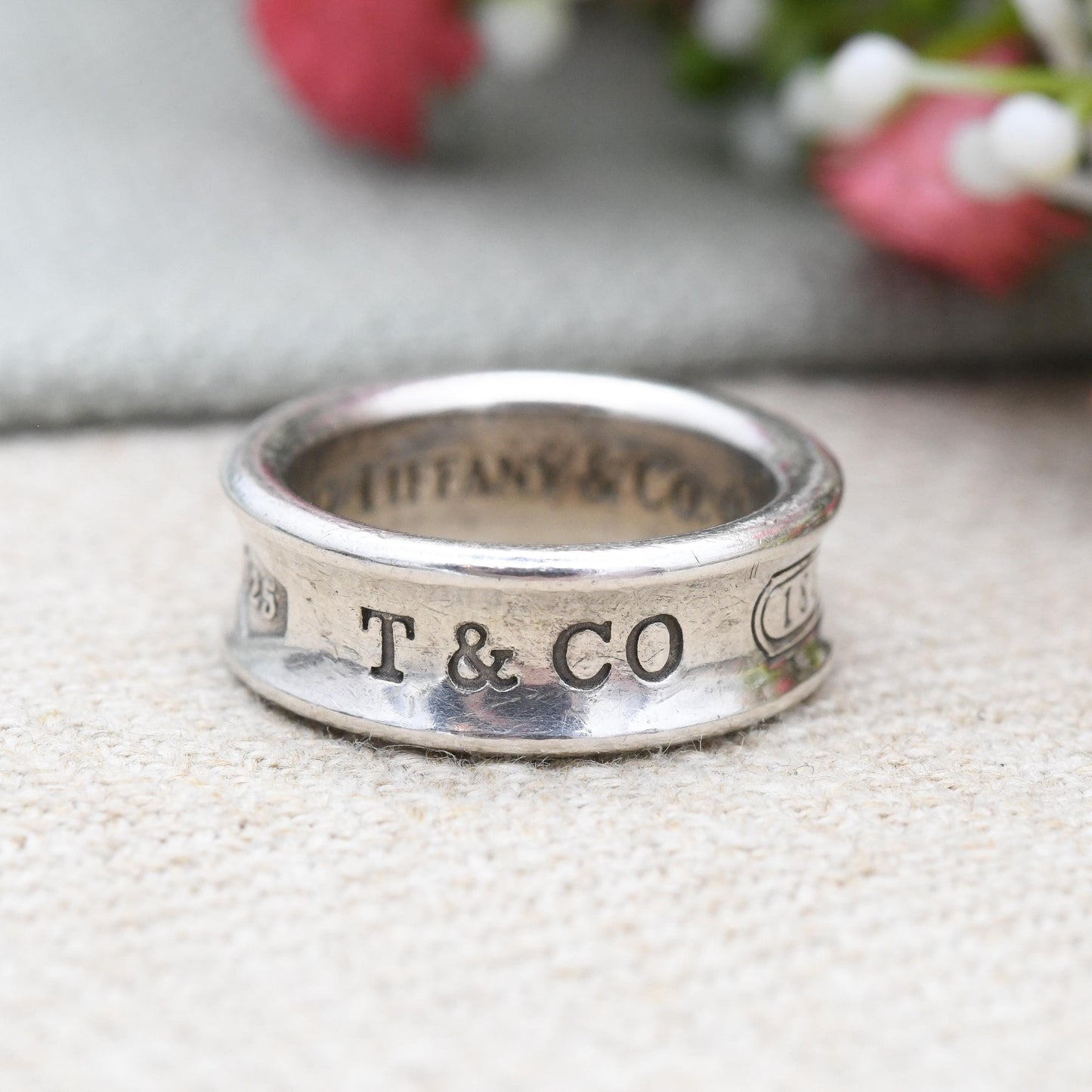 Vintage Tiffany 1837 Sterling Silver Ring T & Co 1997 - Designer Date Band Ring | Everyday Silver Jewellery | UK Size - K | US Size - 5 1/4