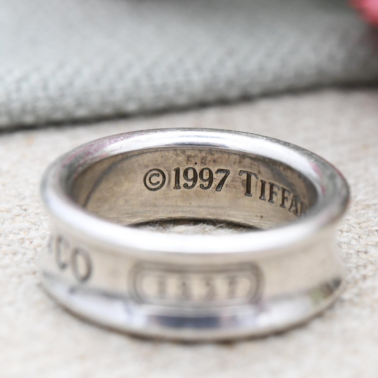 Vintage Tiffany 1837 Sterling Silver Ring T & Co 1997 - Designer Date Band Ring | Everyday Silver Jewellery | UK Size - K | US Size - 5 1/4