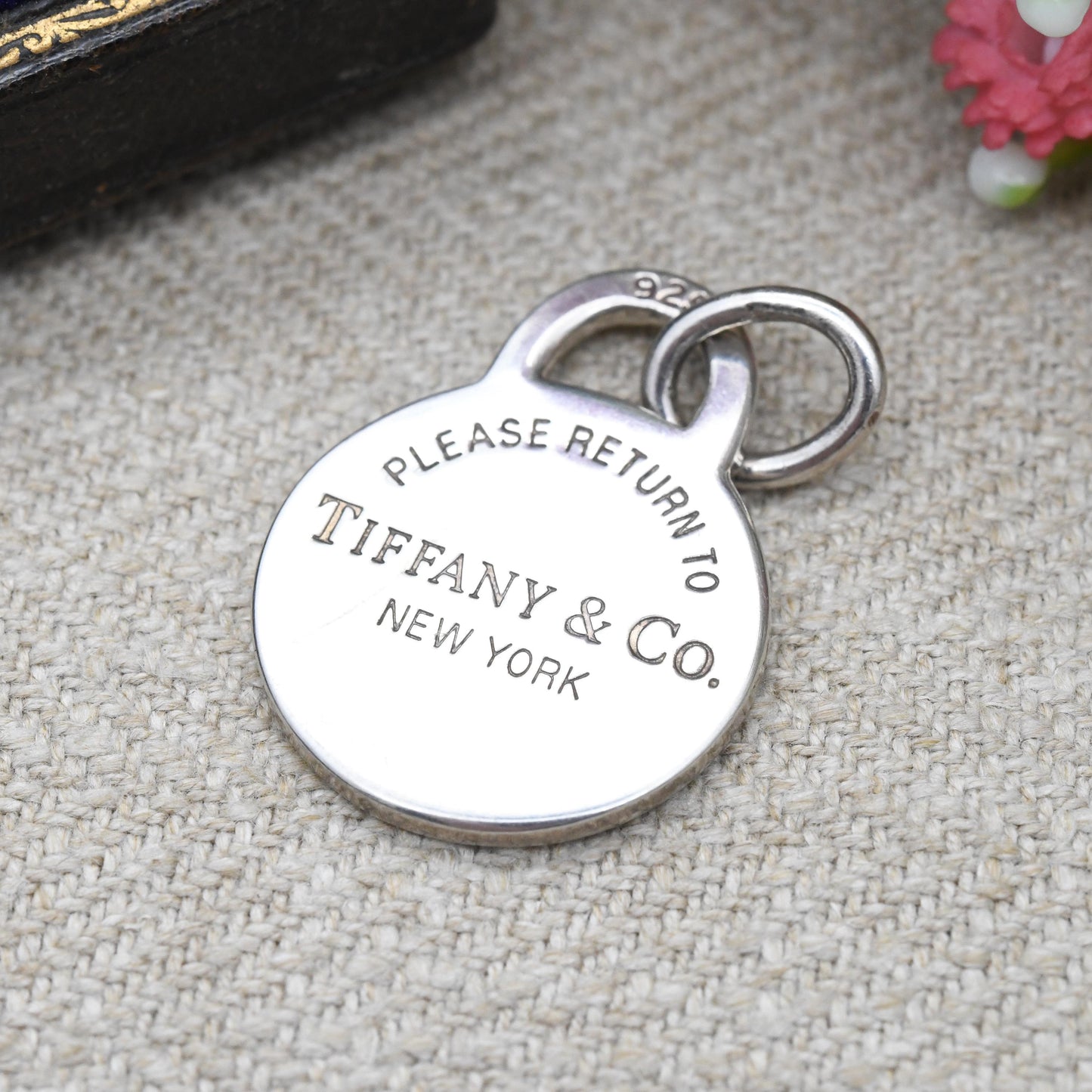 Please Return to Tiffany & Co Sterling Silver Round Tag Pendant - Signed Genuine Designer Jewellery Christmas Gift | Necklace Charm