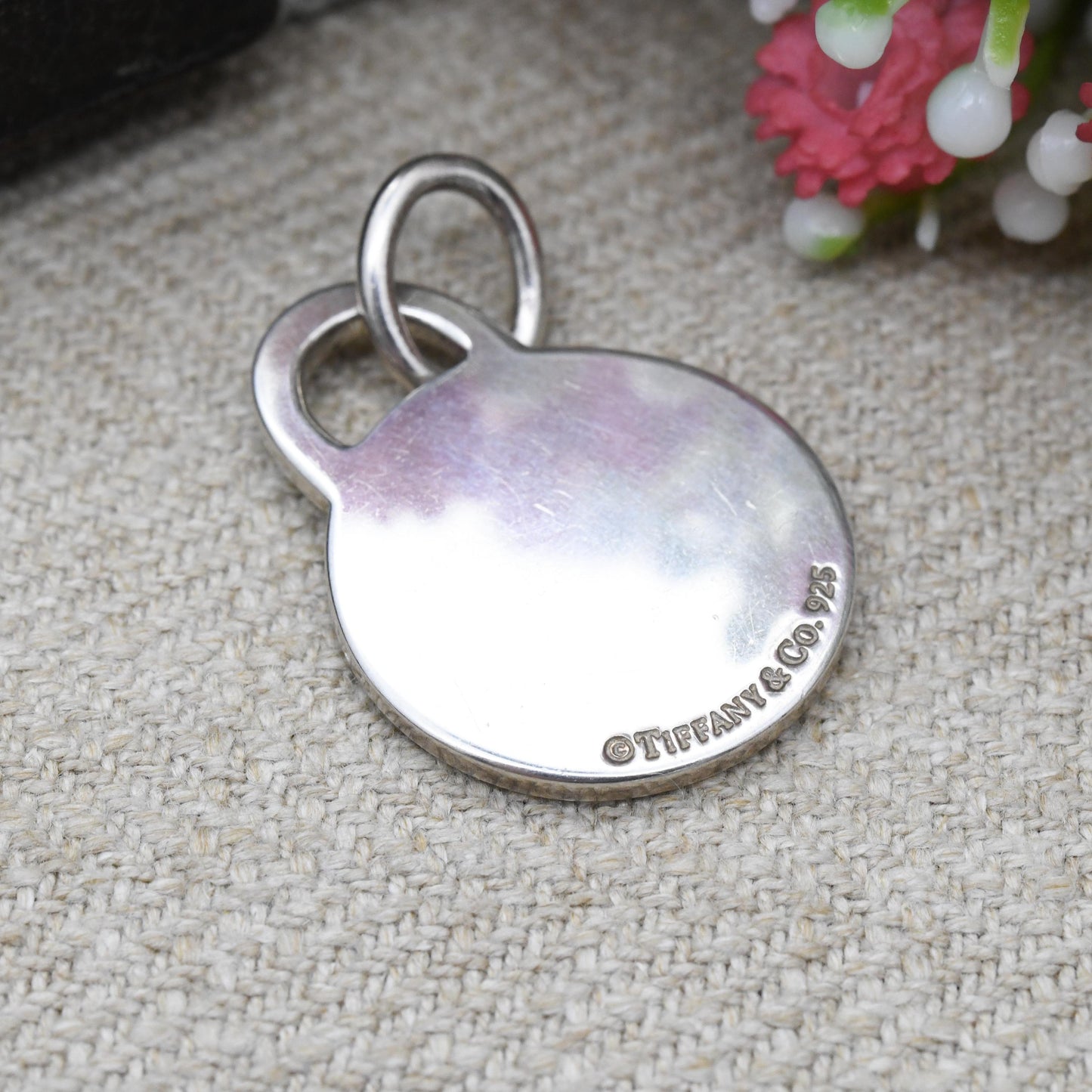 Please Return to Tiffany & Co Sterling Silver Round Tag Pendant - Signed Genuine Designer Jewellery Christmas Gift | Necklace Charm