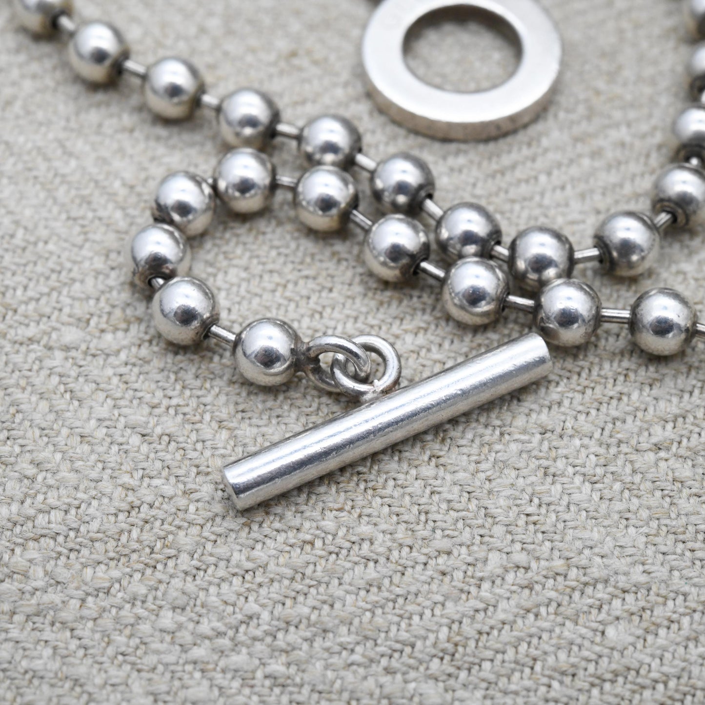 Gucci Boule Necklace and Bracelet Set Sterling Silver with Toggle and Ring Clasp - Beaded Popcorn Ball Chain | T-Bar Clasp | Signed Designer