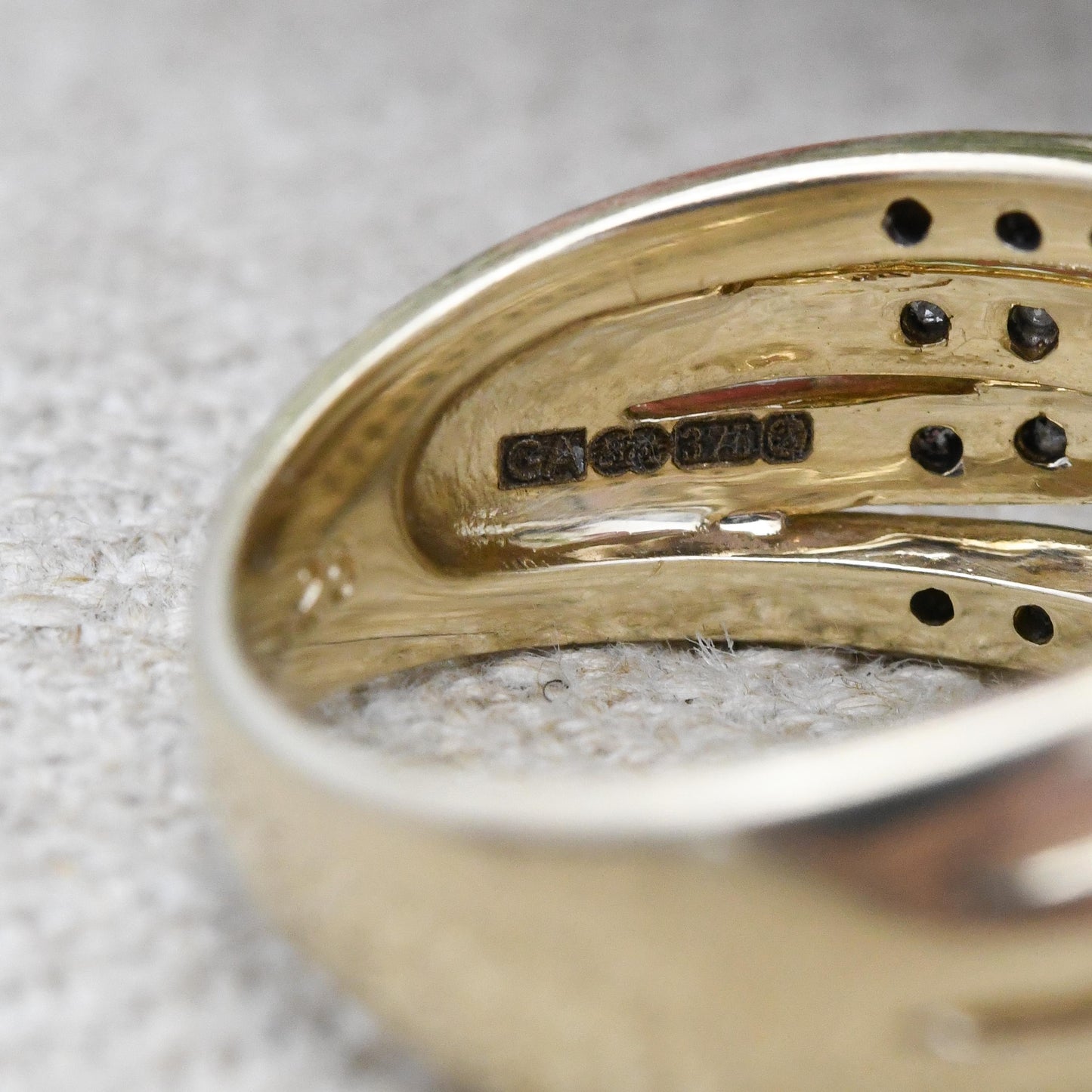Vintage Multi Band Diamond Ring 9ct Gold Half Eternity .25 Carats 25 Points - Statement Chunky Band Ring Stack | UK Size - M US Size - 6 1/4