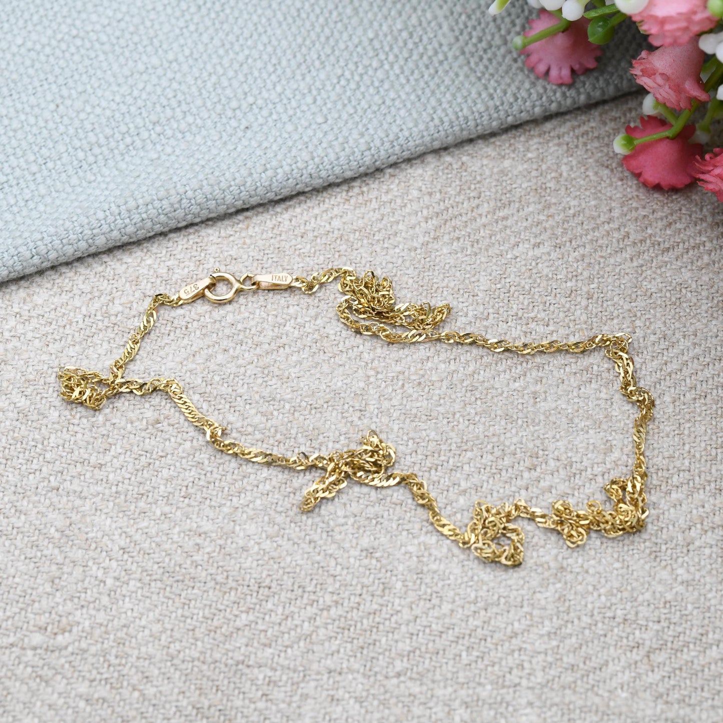 Vintage 9ct Gold Prince of Wales Chain Necklace Made in Italy - Unisex 9K Solid Yellow Gold Chain for Necklace Stack Pendant | 45cm | 18"