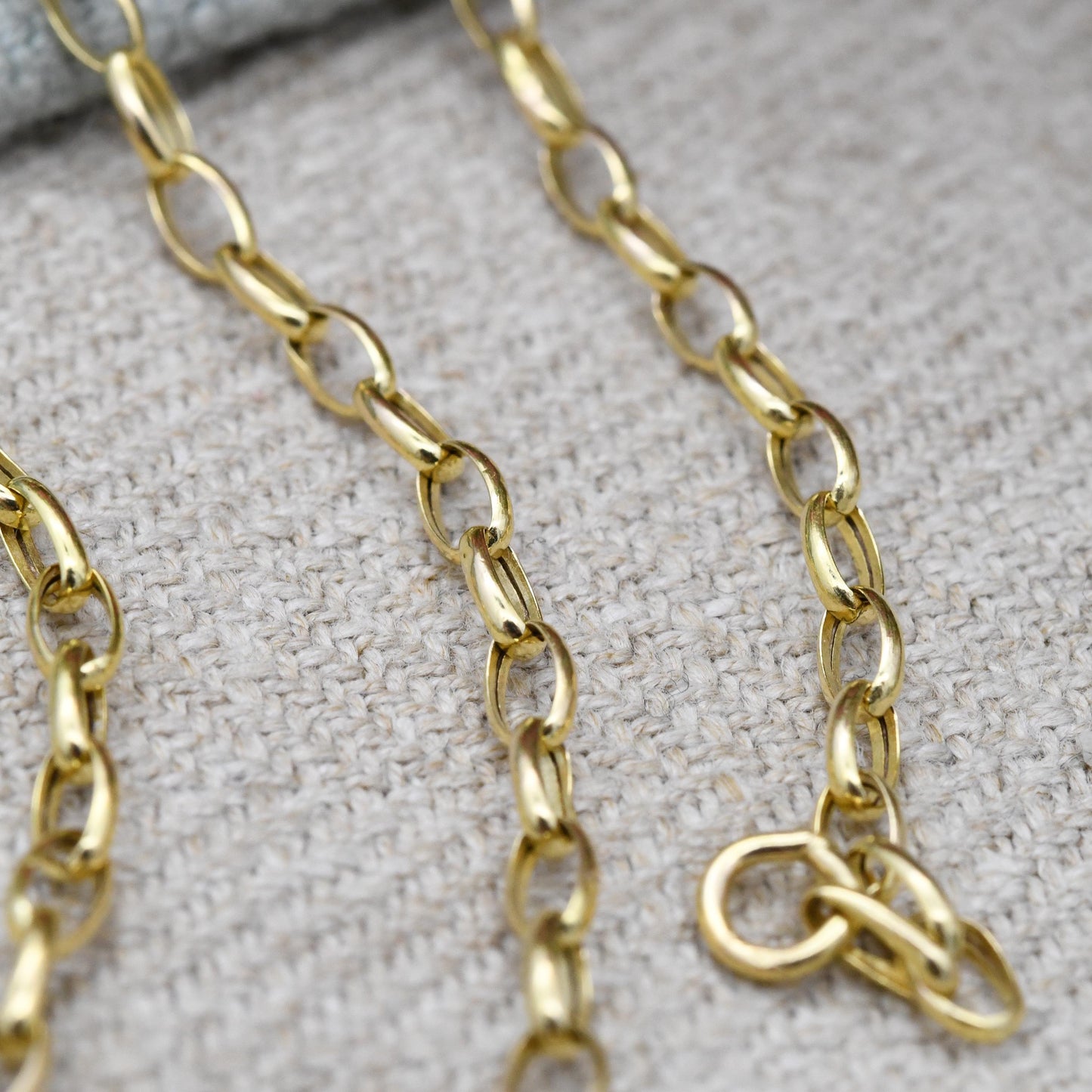 Vintage 9ct Gold Cable Chain Necklace - Long 9K Solid Gold Chain for Necklace Stack | 60cm | 24"